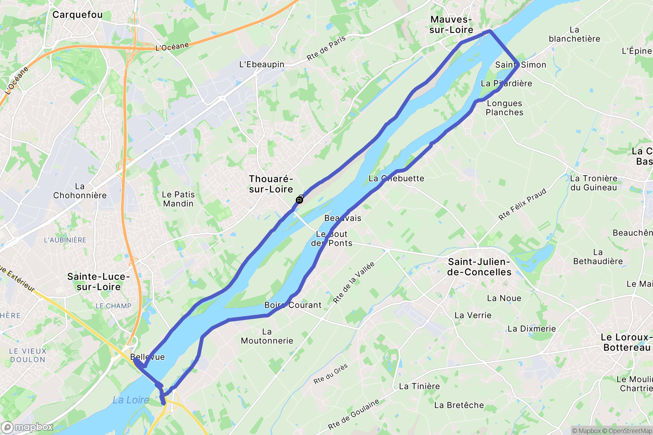 Thouaré-sur-Loire : carte du parcours de randonnée - France