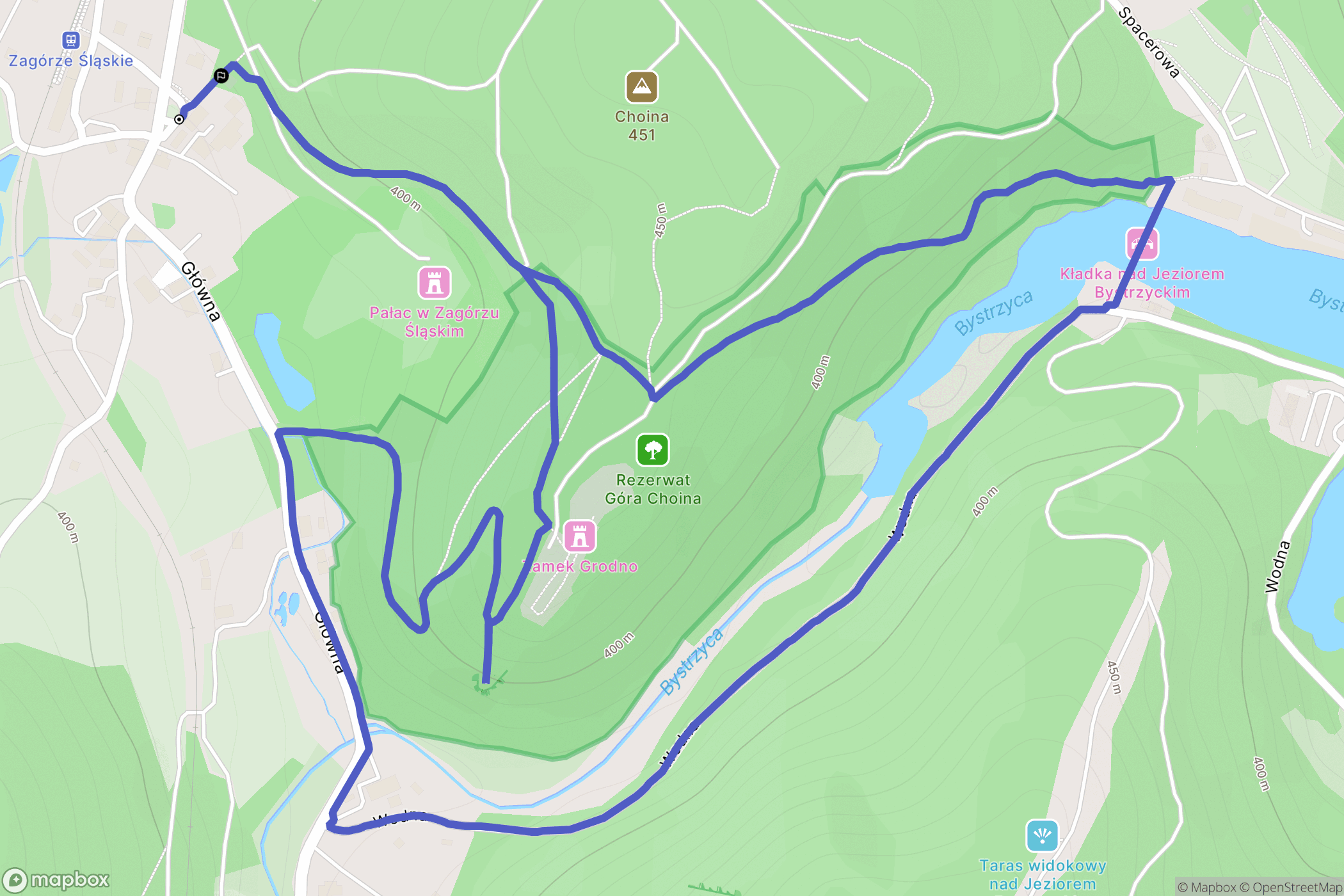 Zagórze Śląskie: mapa trasy - Poland
