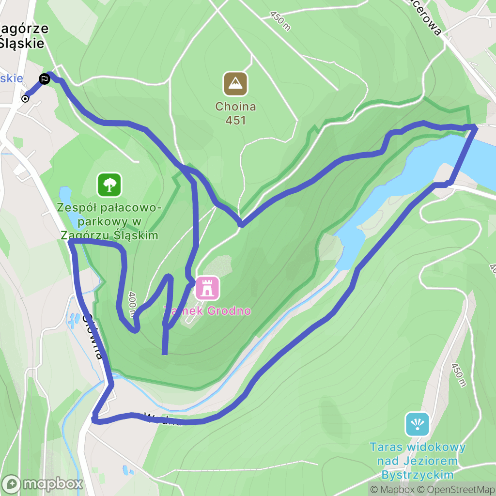 Zagórze Śląskie: mapa trasy - Poland