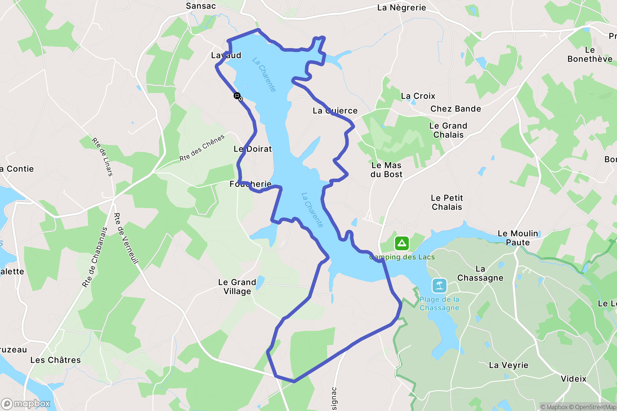 Lésignac-Durand : carte du parcours de randonnée - France