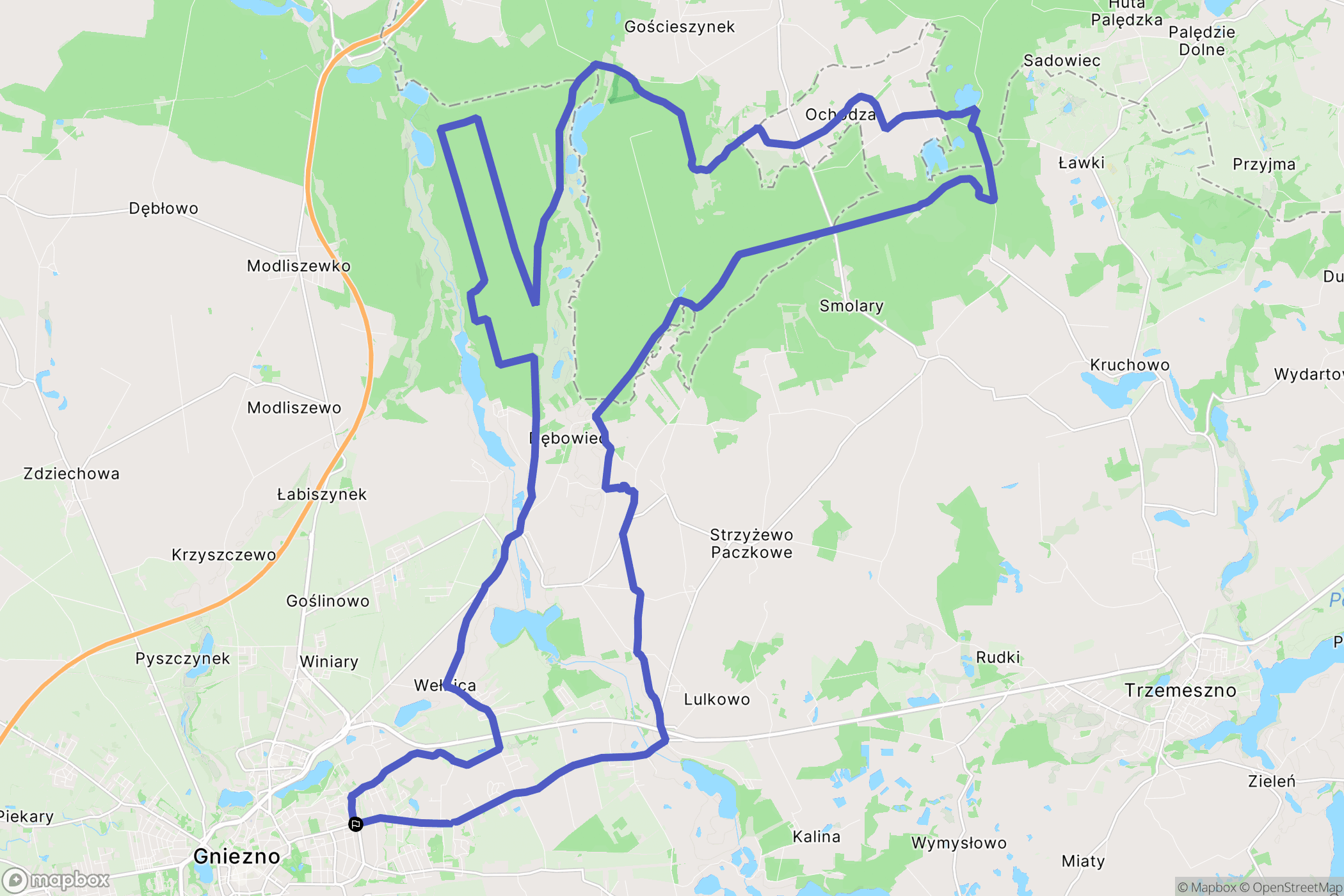 Gniezno: mapa trasy - Poland