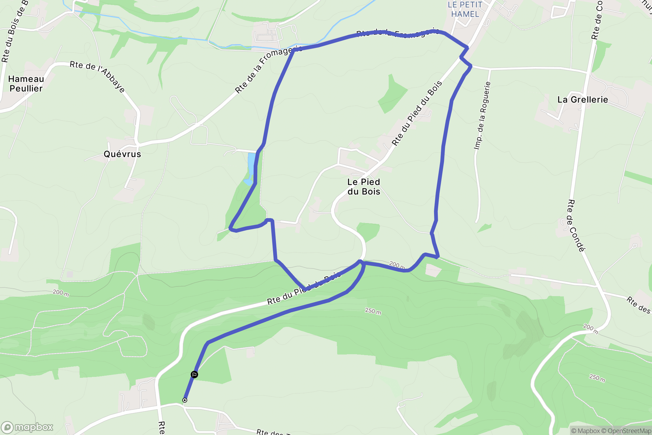Les Monts d'Aunay : carte du parcours de randonnée - France