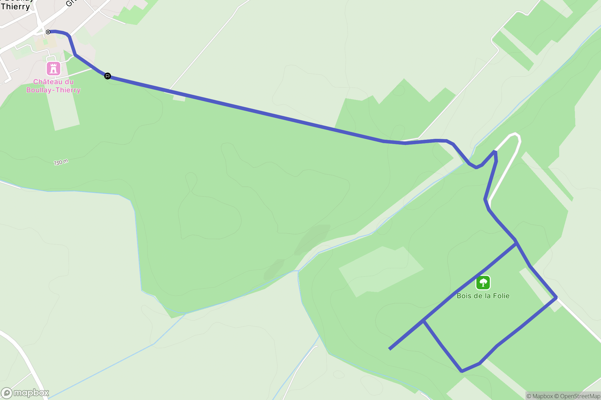Le Boullay-Thierry : carte du parcours de randonnée - France