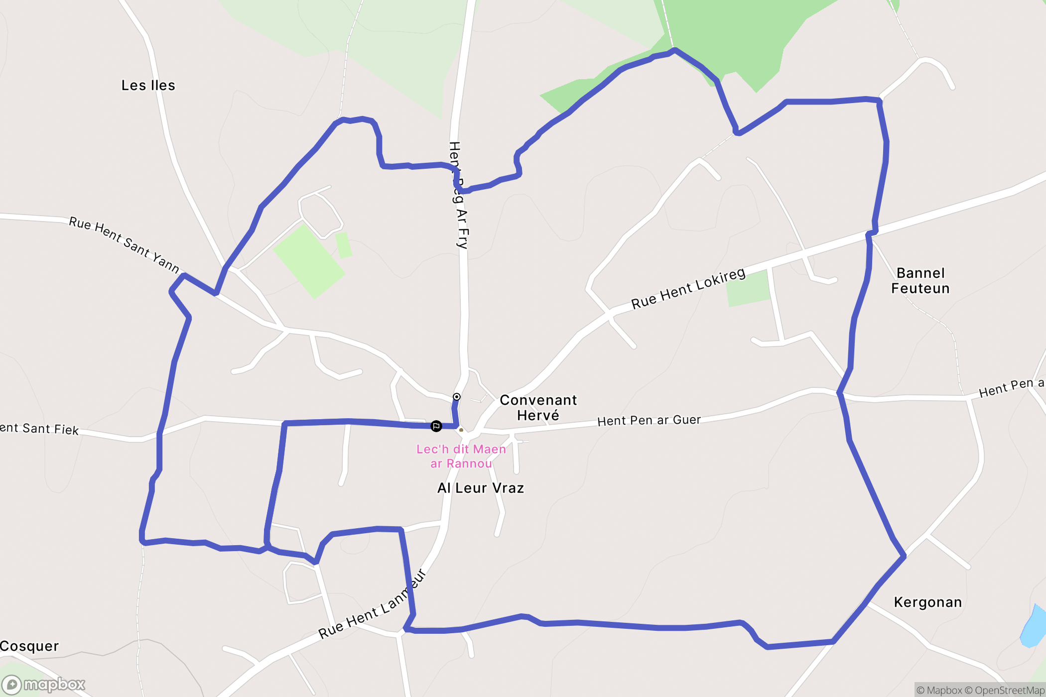 Guimaëc : carte du parcours de randonnée - France