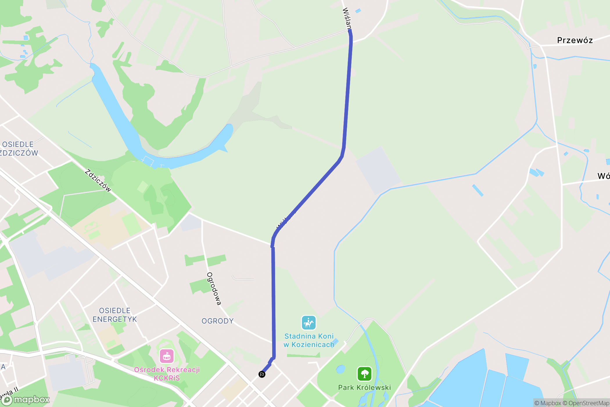 Kozienice: mapa trasy - Poland