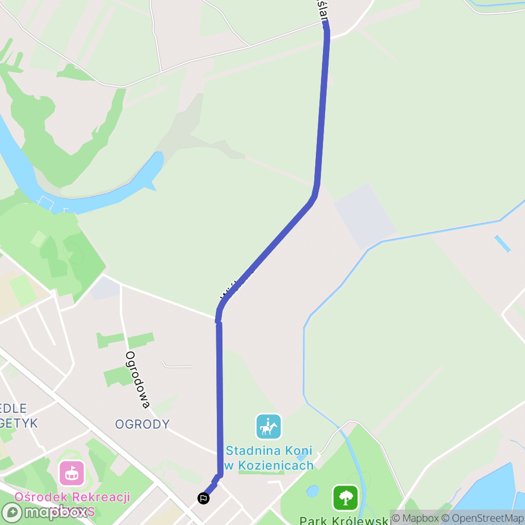 Kozienice: mapa trasy - Poland