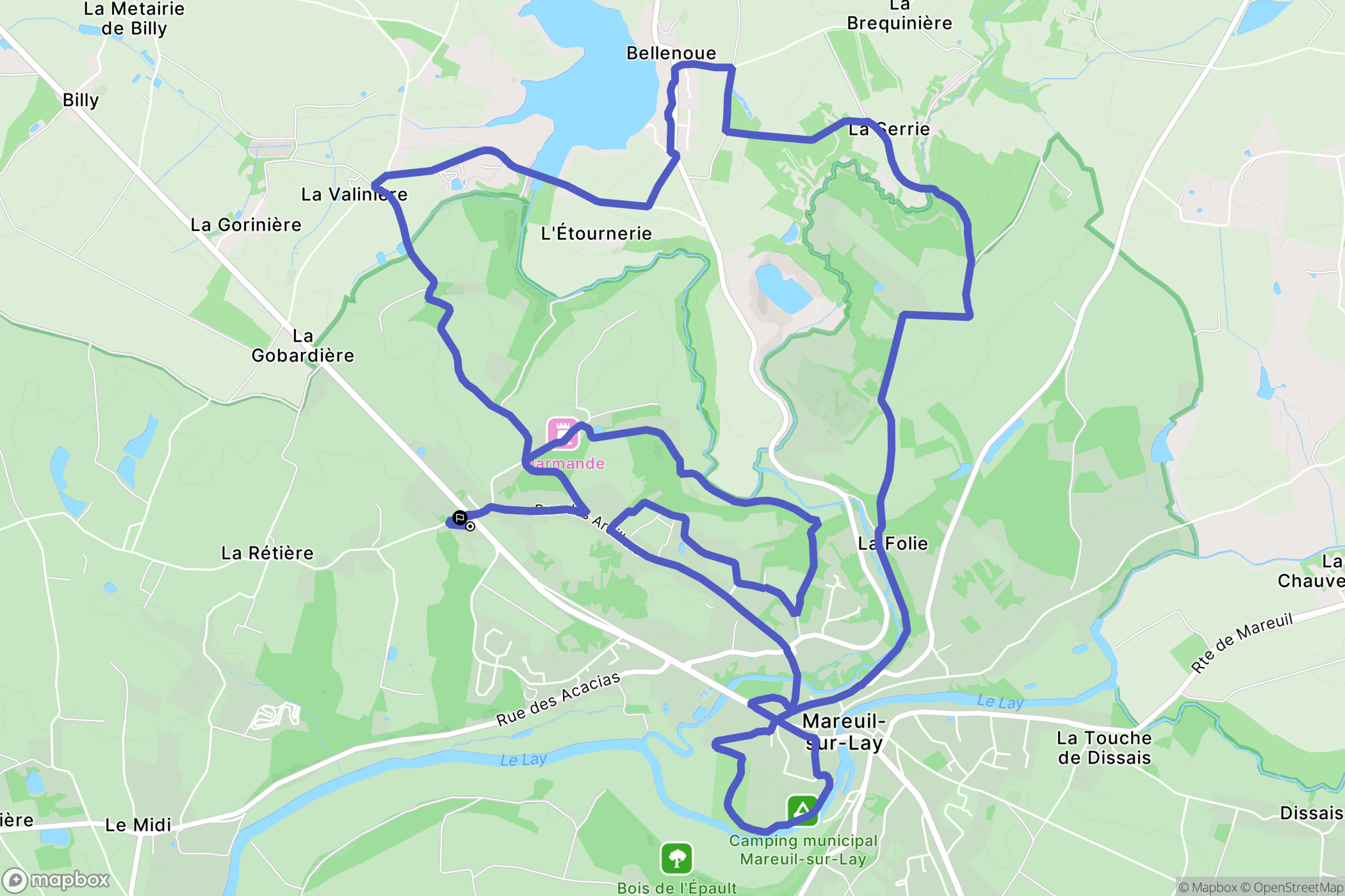 Mareuil-sur-Lay-Dissais : carte du parcours de randonnée - France