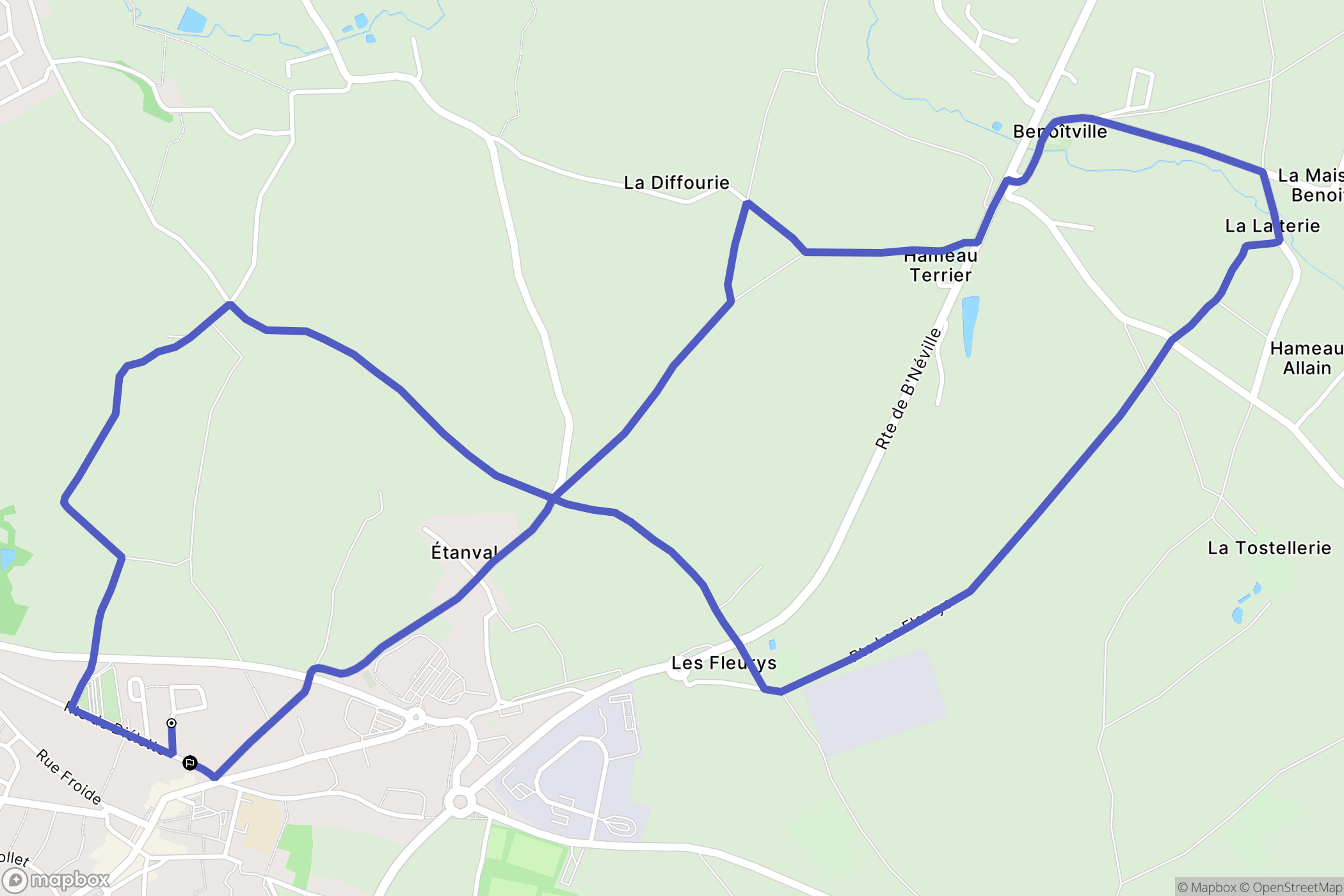 Les Pieux : carte du parcours de randonnée - France