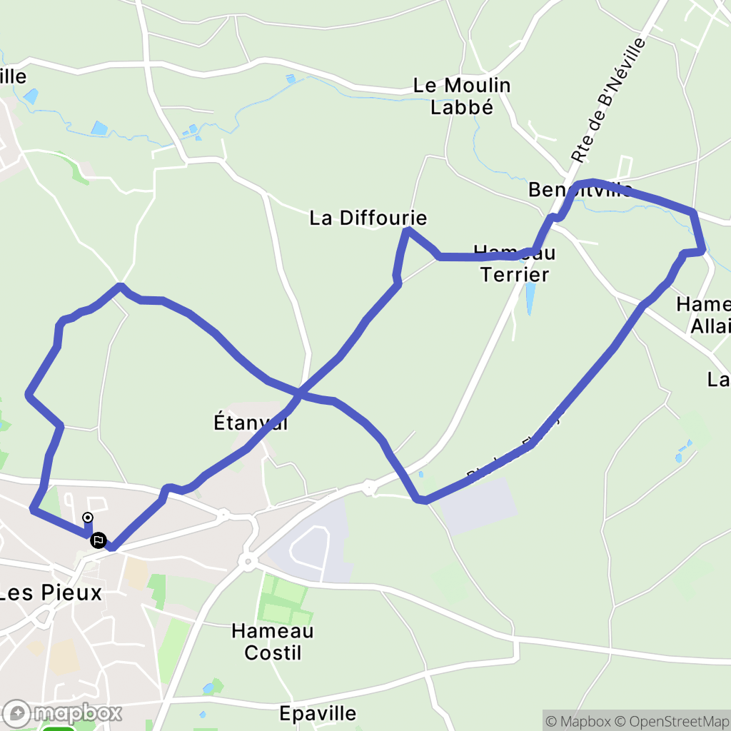 Les Pieux : carte du parcours de randonnée - France