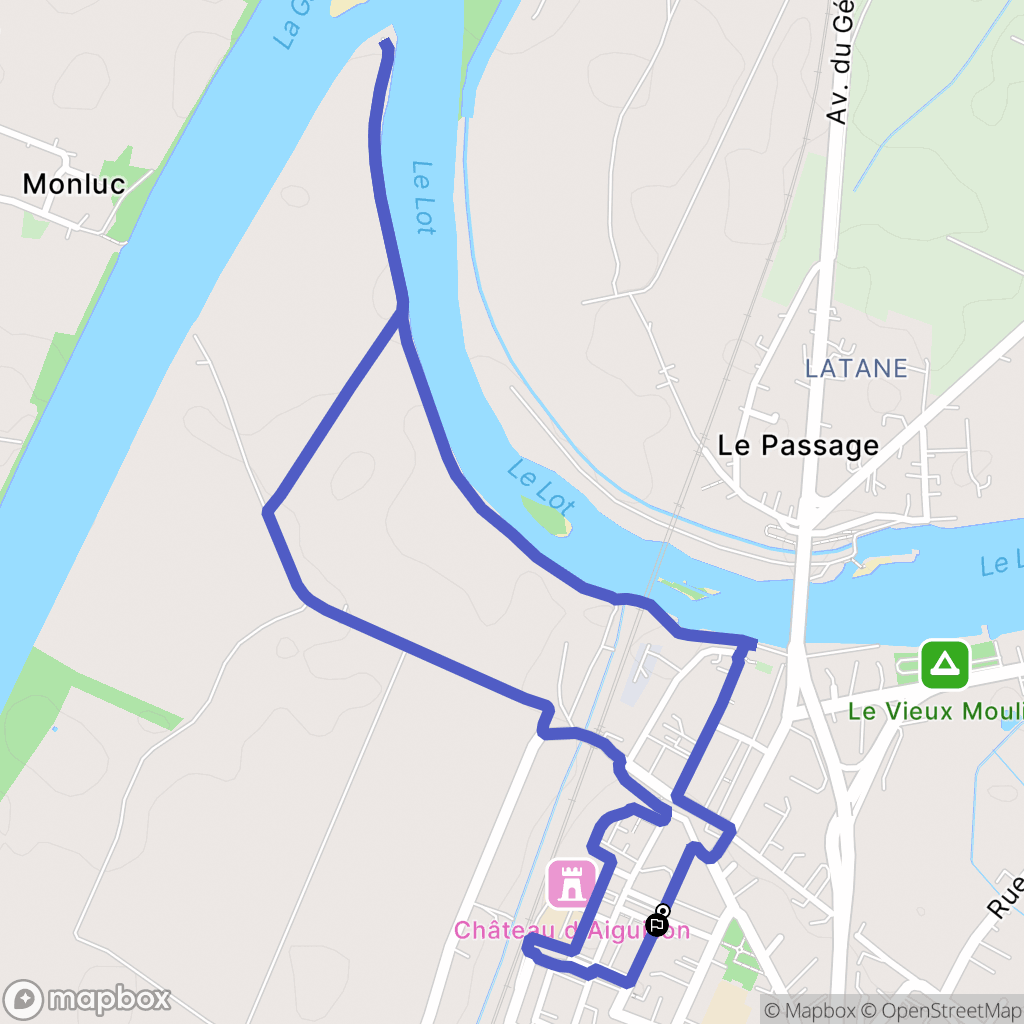 Aiguillon : carte du parcours de randonnée - France