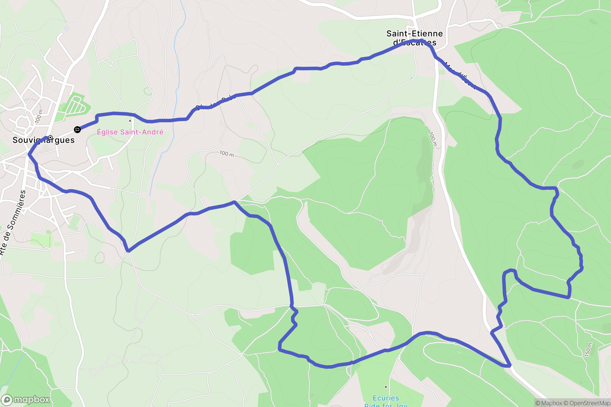 Souvignargues : carte du parcours de randonnée - France