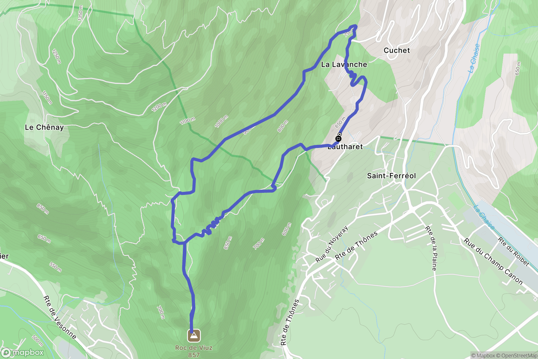 Saint-Ferréol : carte du parcours de randonnée - France