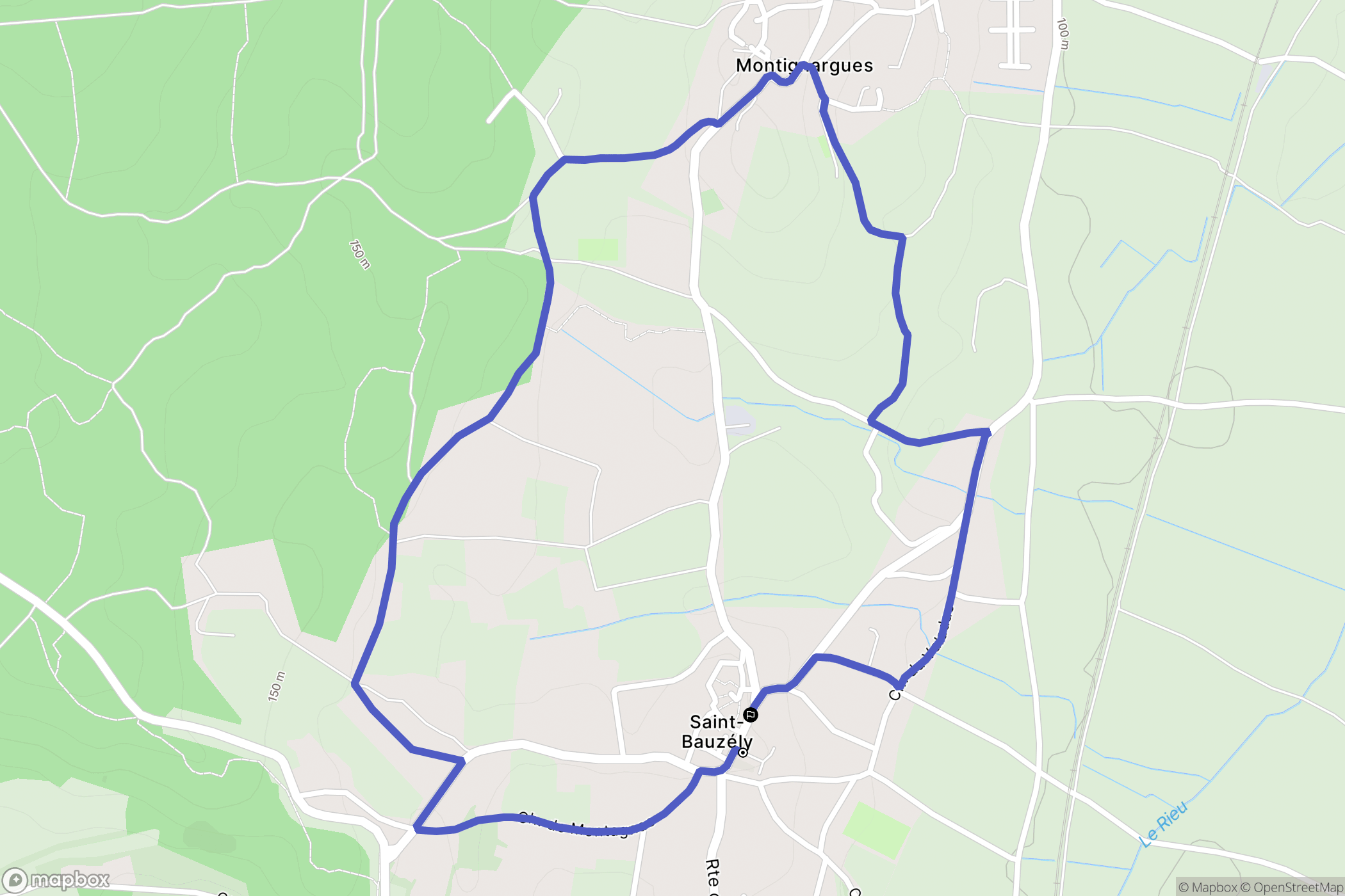 Saint-Bauzély : carte du parcours de randonnée - France