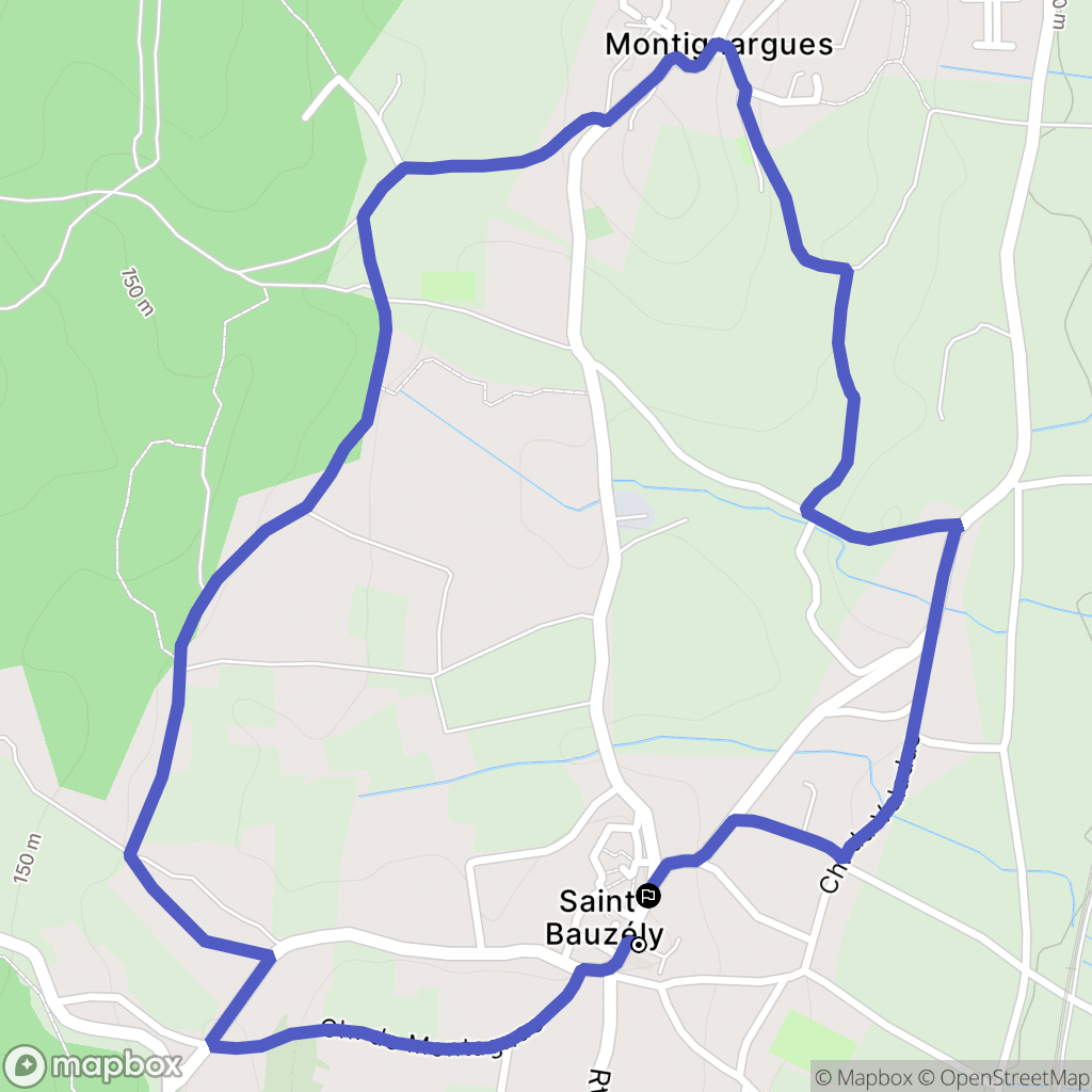 Saint-Bauzély : carte du parcours de randonnée - France