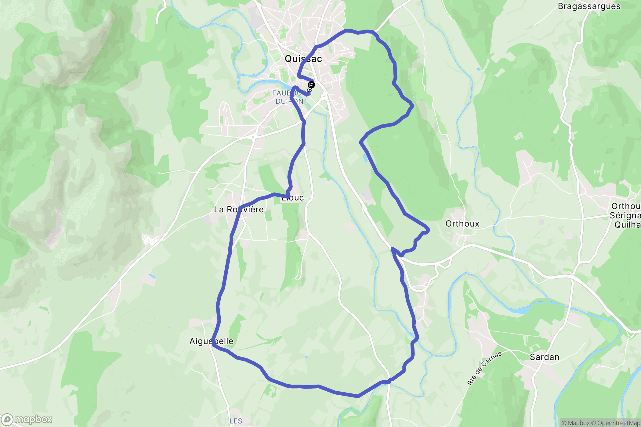 Quissac : carte du parcours de randonnée - France