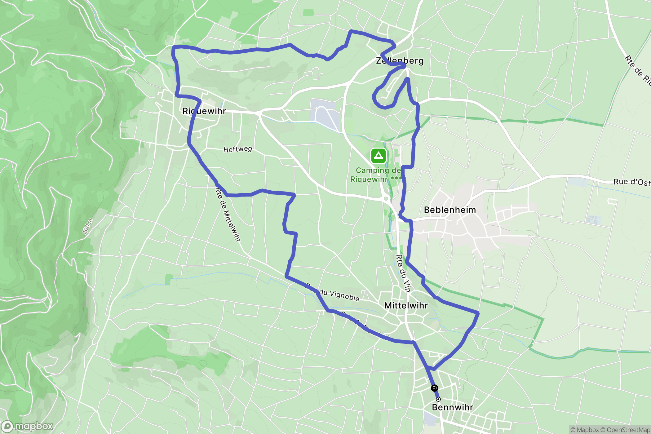 Bennwihr : carte du parcours de randonnée - France