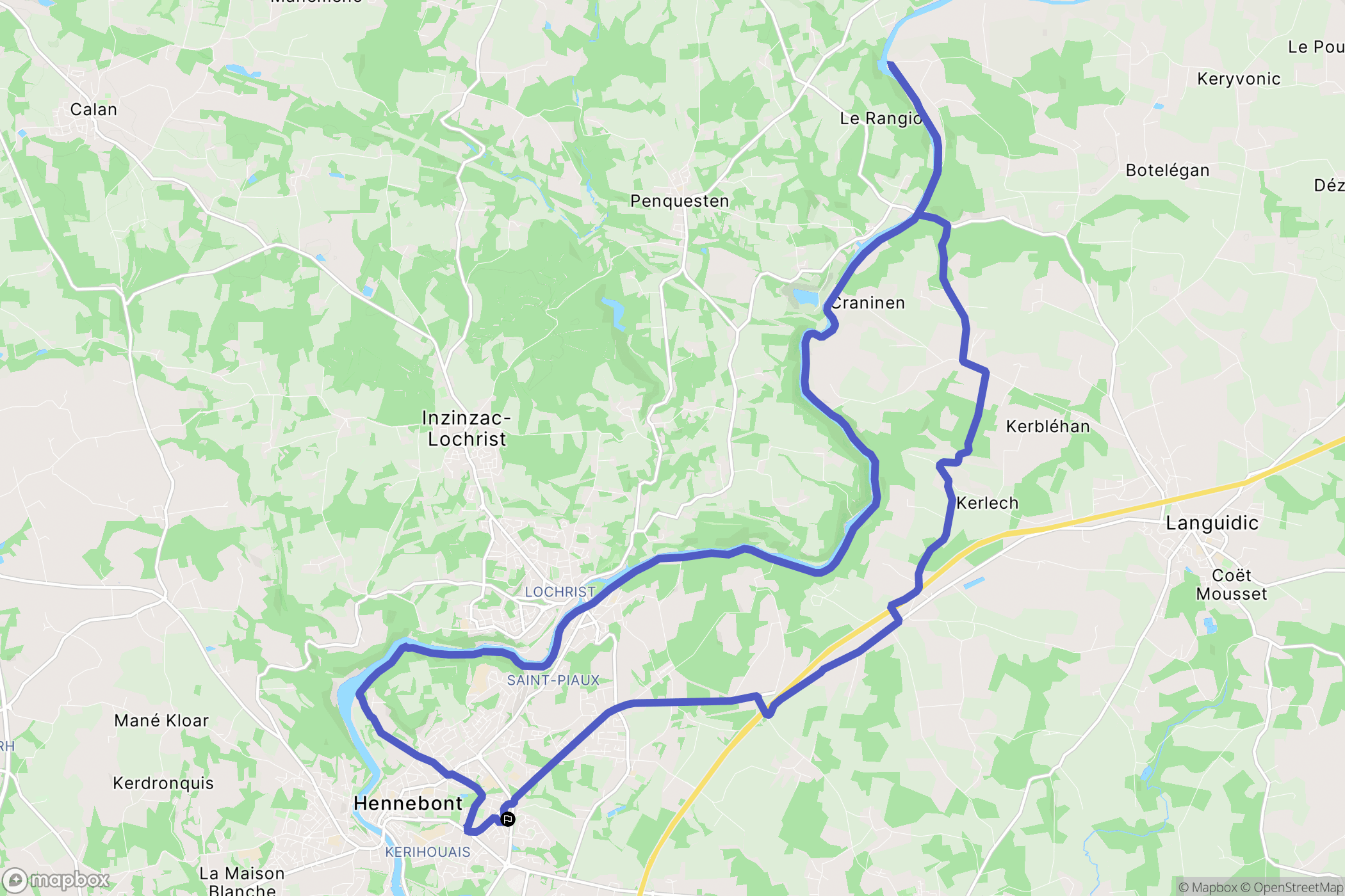 Hennebont : carte du parcours de randonnée - France
