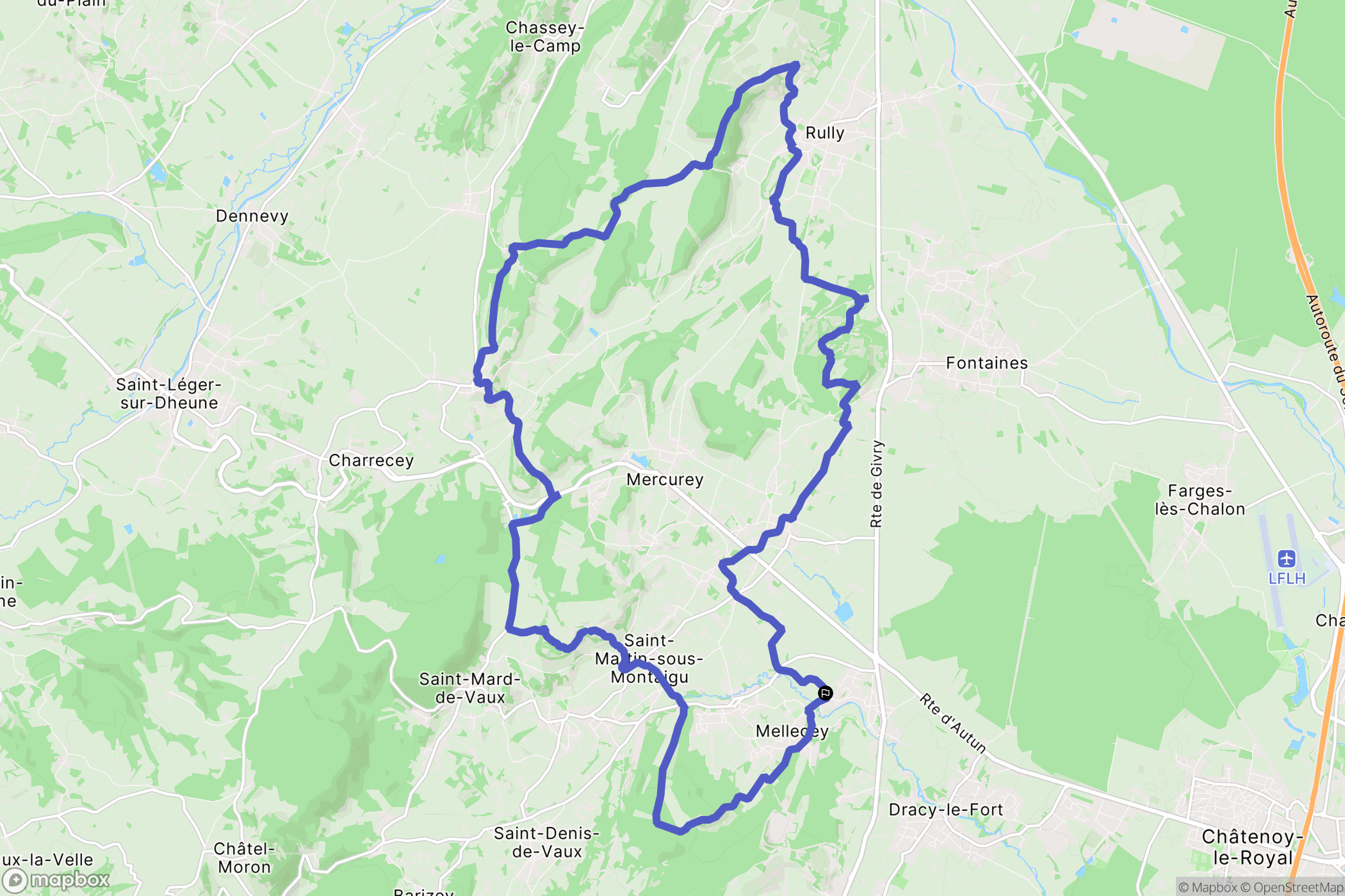 Mellecey : carte du parcours de randonnée - France