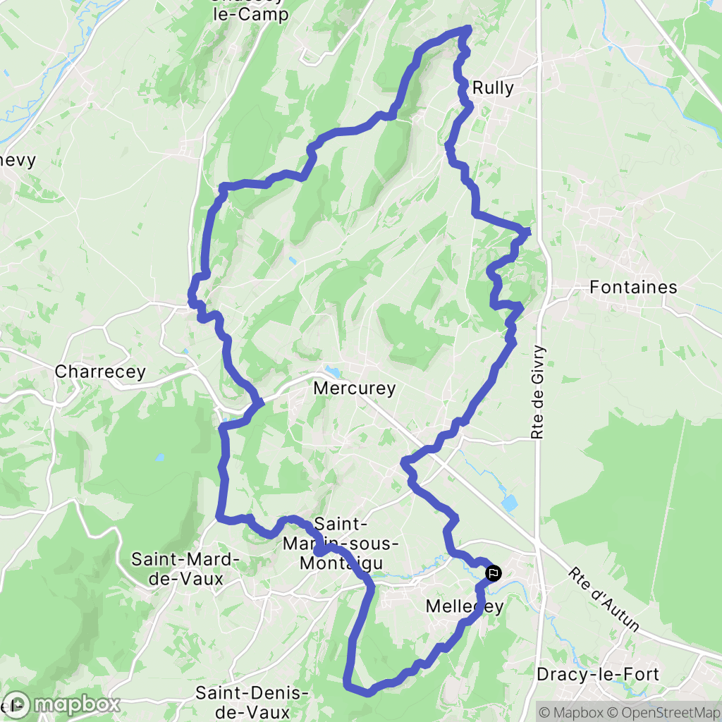 Mellecey : carte du parcours de randonnée - France