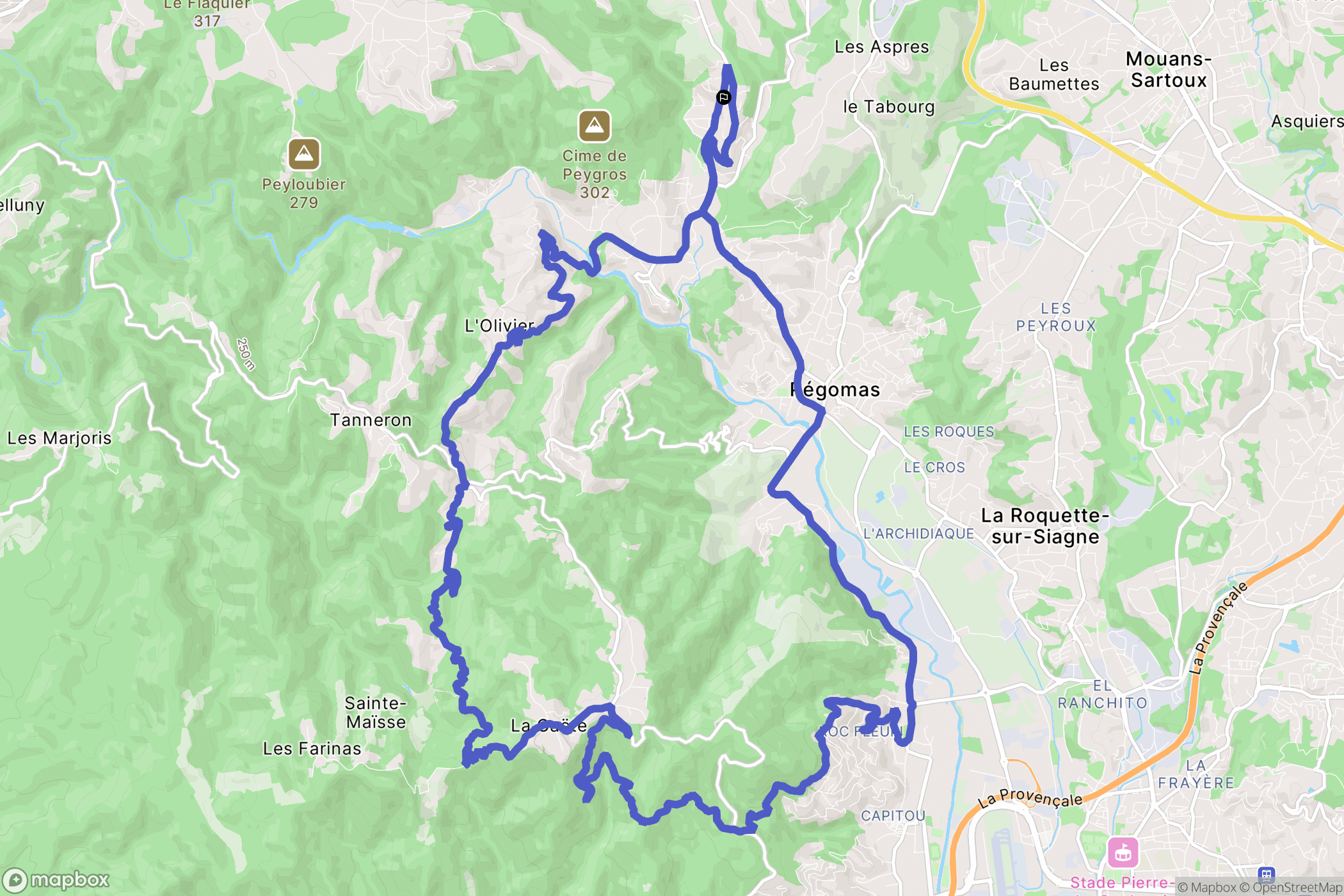 Auribeau-sur-Siagne : carte du parcours de randonnée - France