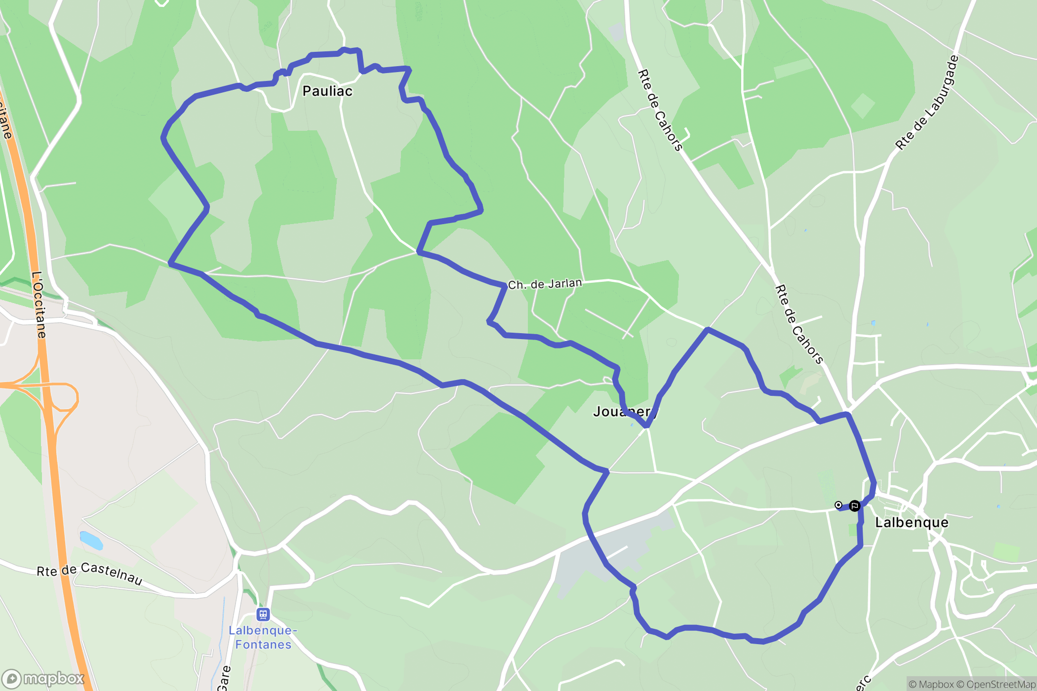 Lalbenque : carte du parcours de randonnée - France