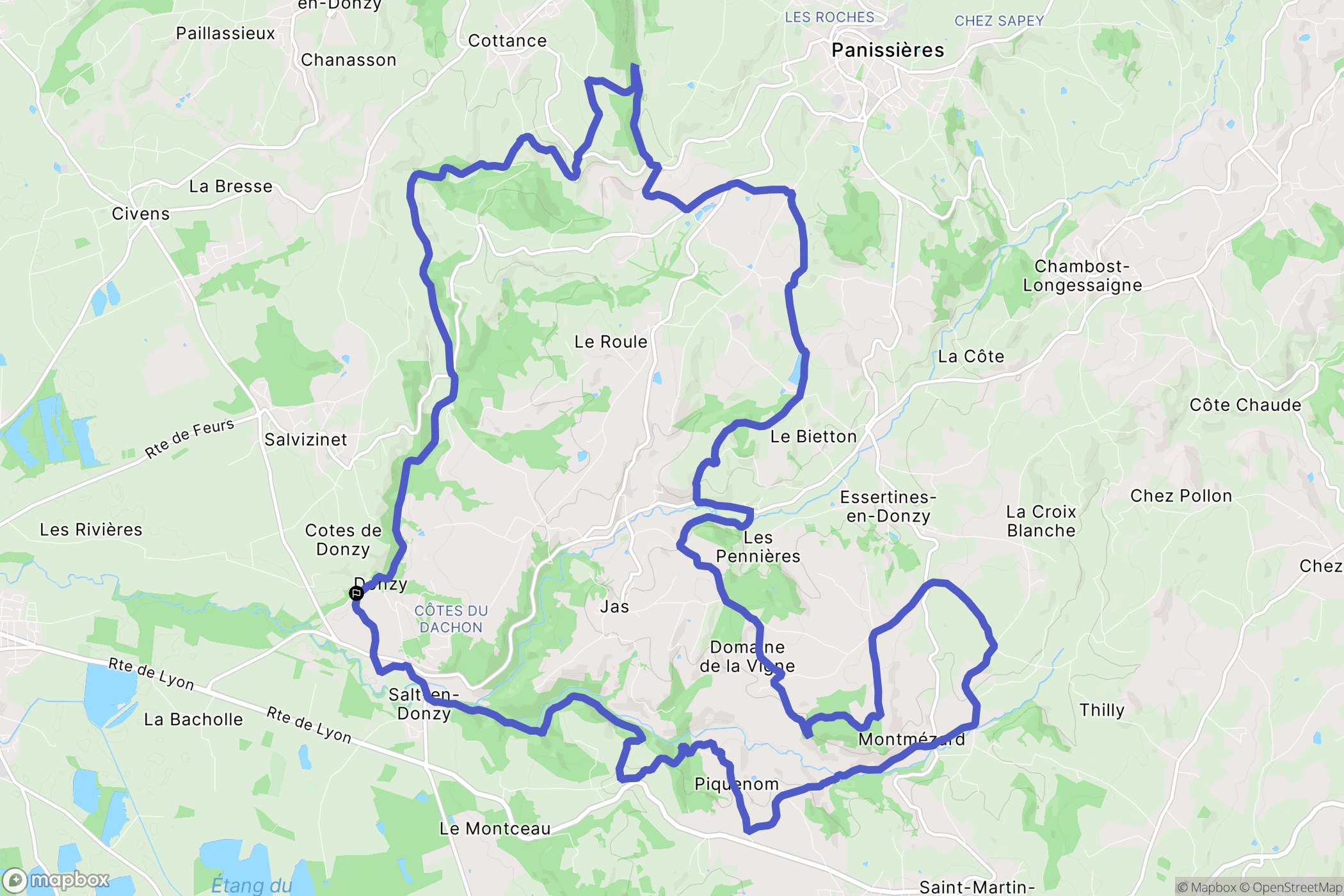 Salt-en-Donzy : carte du parcours de randonnée - France