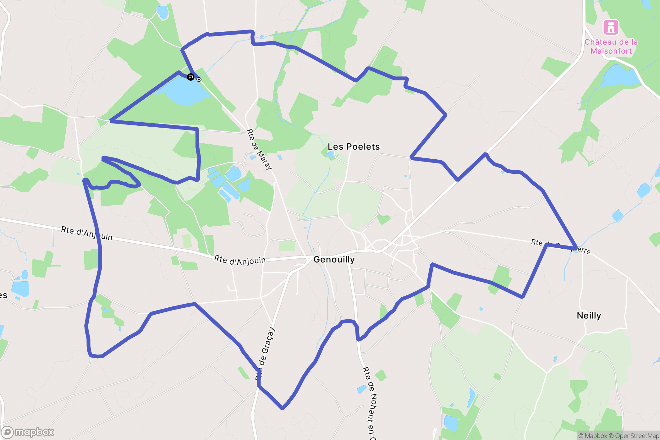 Genouilly : carte du parcours de randonnée - France