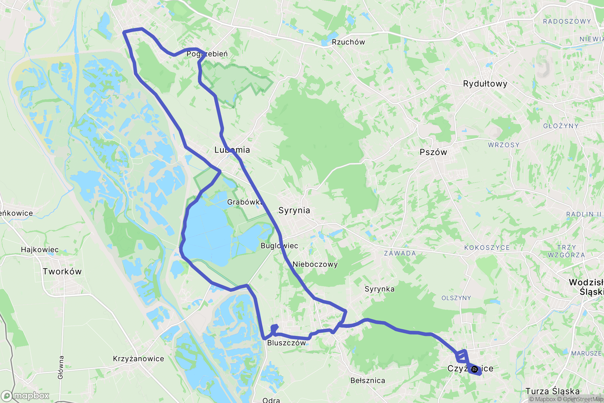 Czyżowice: mapa trasy - Poland
