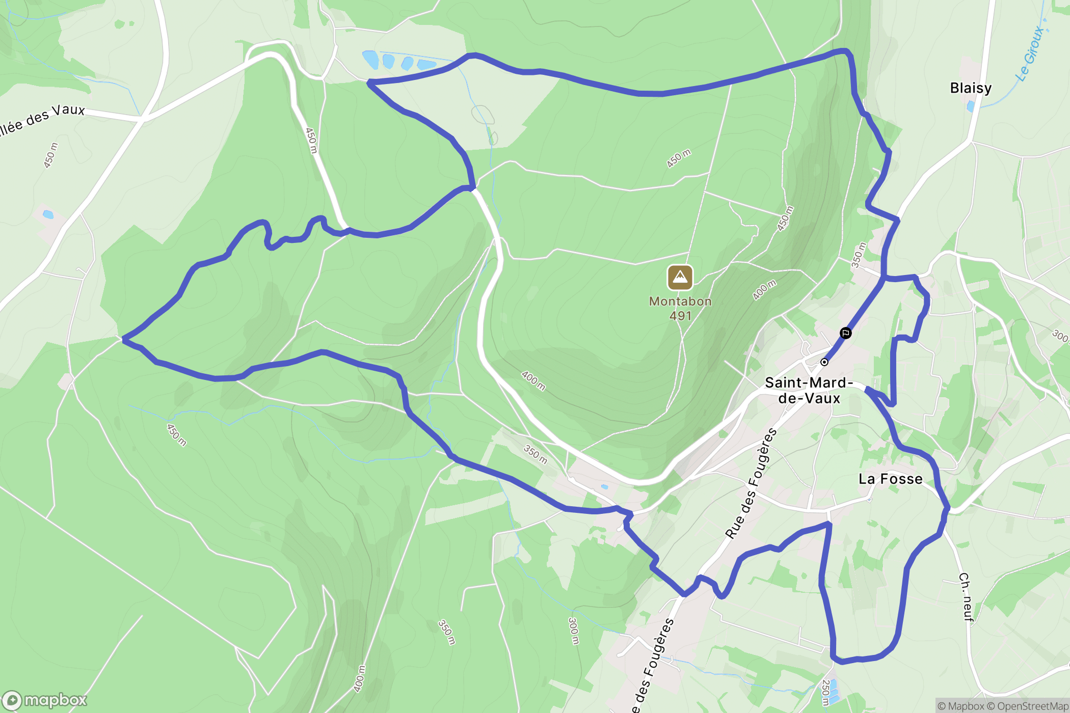 Saint-Mard-de-Vaux : carte du parcours de randonnée - France