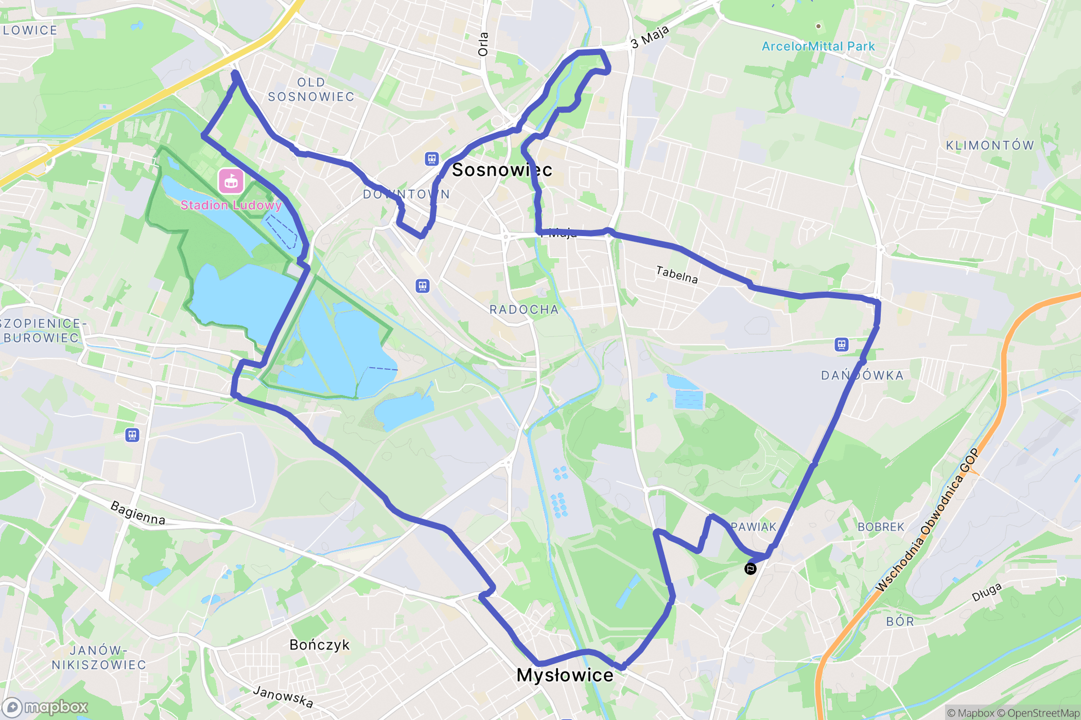 Sosnowiec: mapa trasy - Poland