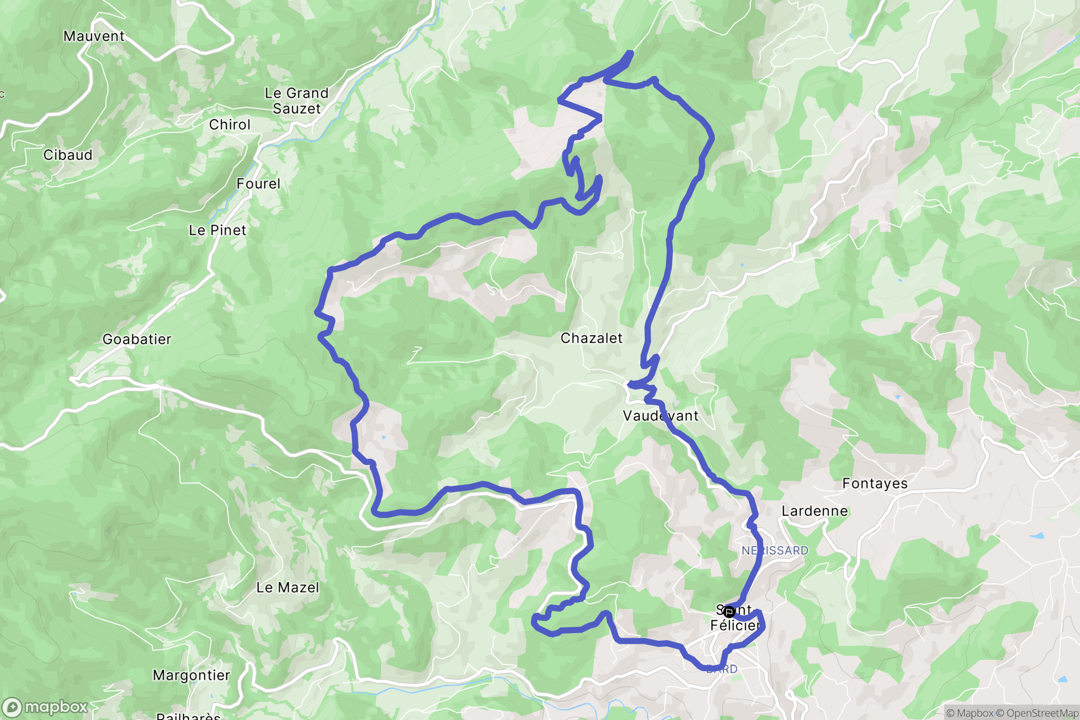 Saint-Félicien : carte du parcours de randonnée - France