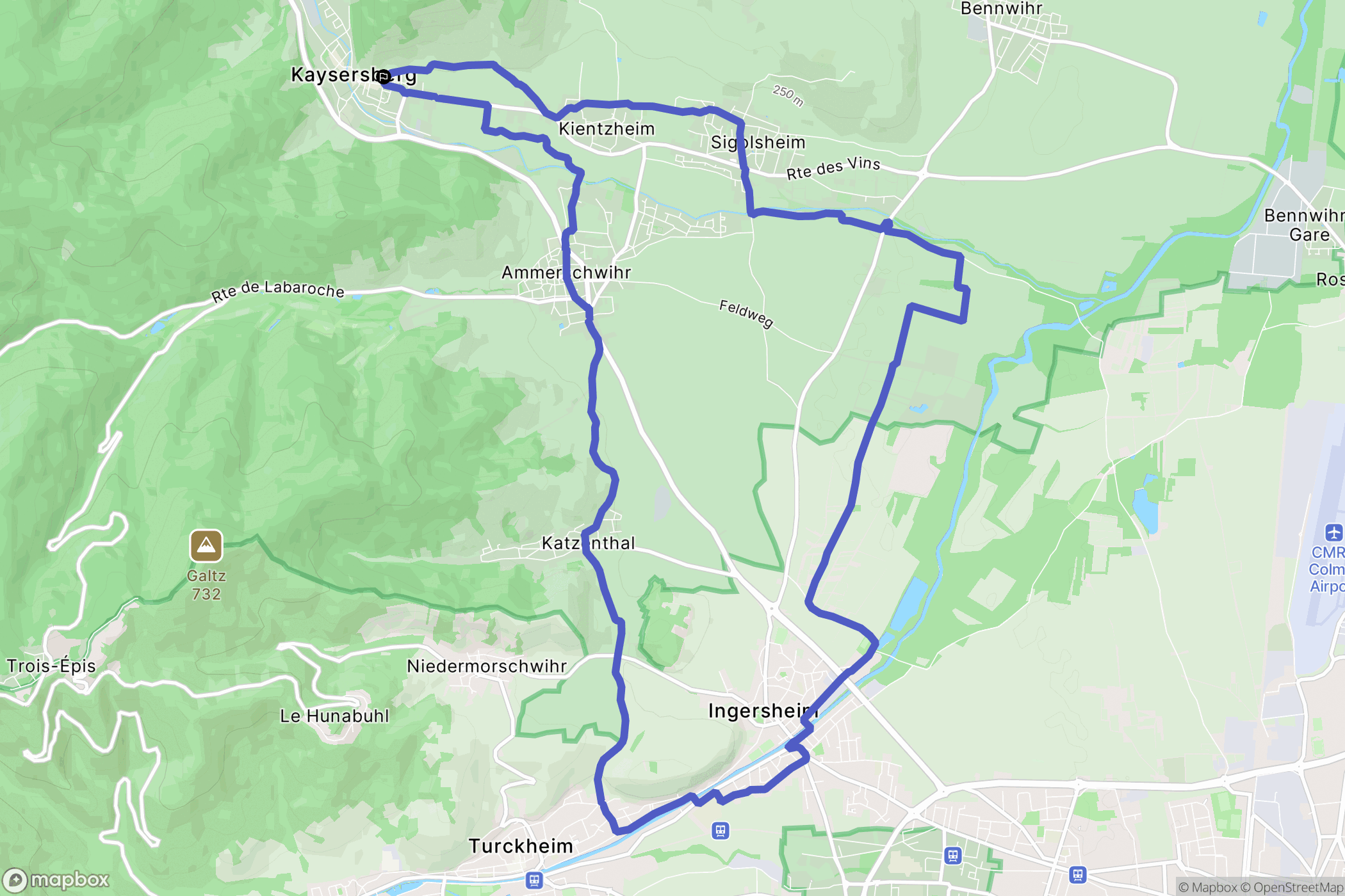 Kaysersberg Vignoble : carte du parcours de randonnée - France