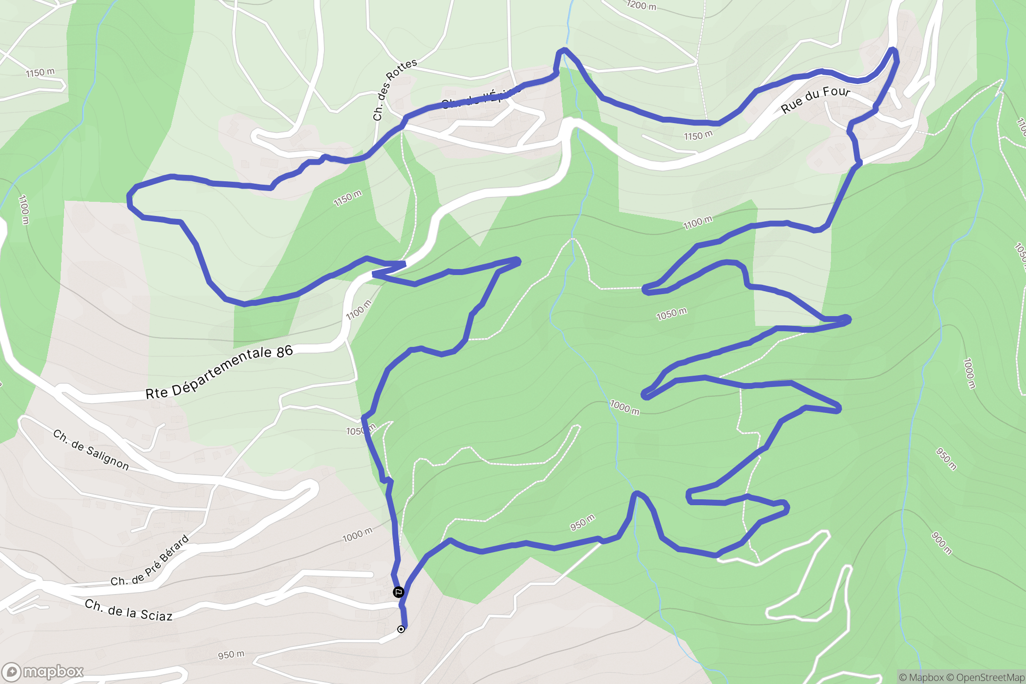 La Plagne Tarentaise : carte du parcours de randonnée - France