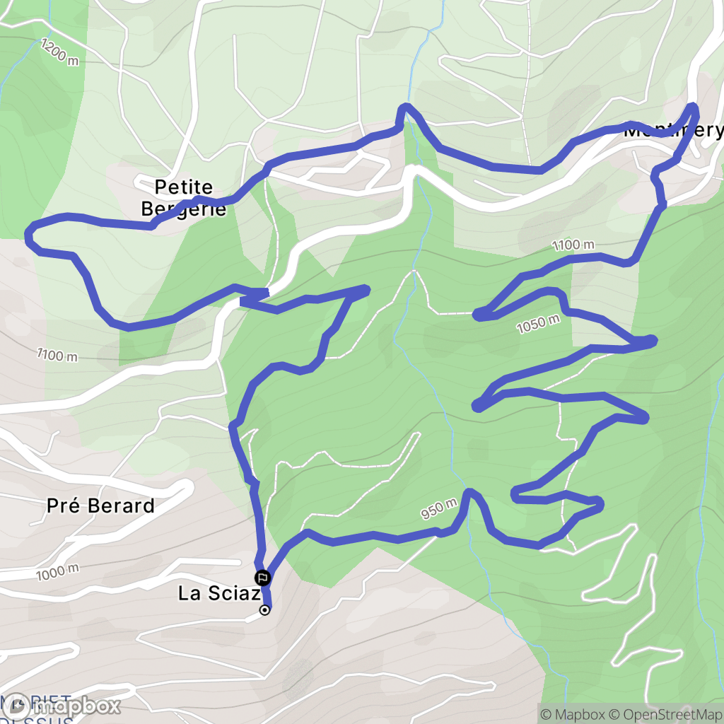 La Plagne Tarentaise : carte du parcours de randonnée - France