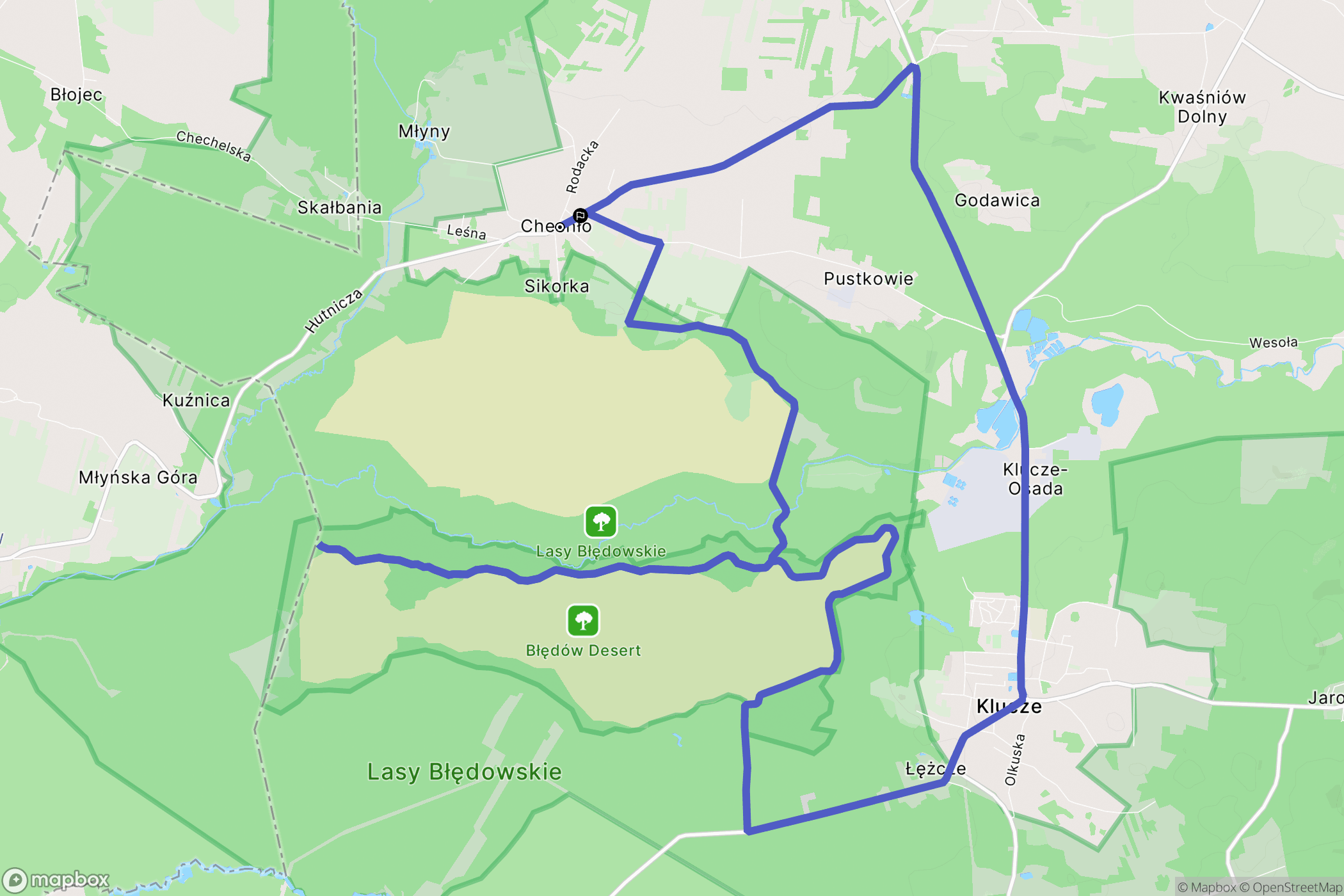 Chechło: mapa trasy - Poland