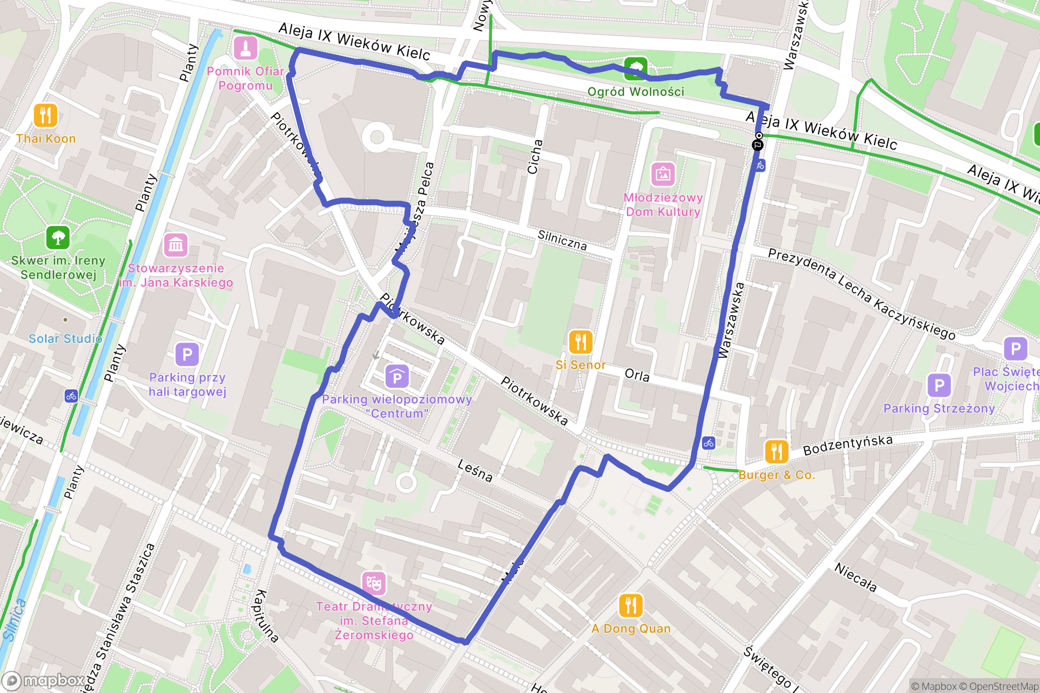 Kielce: mapa trasy - Poland