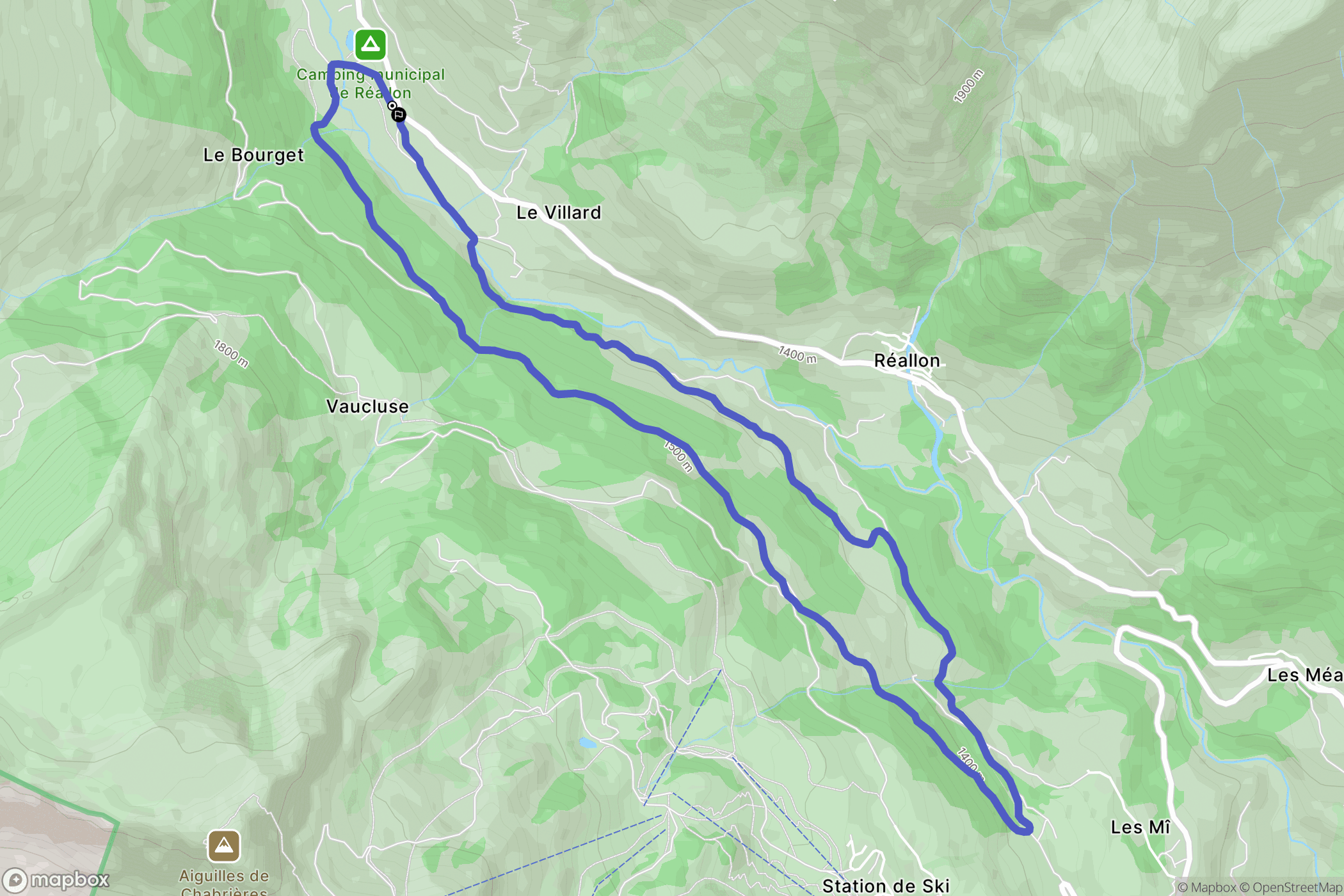 Réallon : carte du parcours de randonnée - France