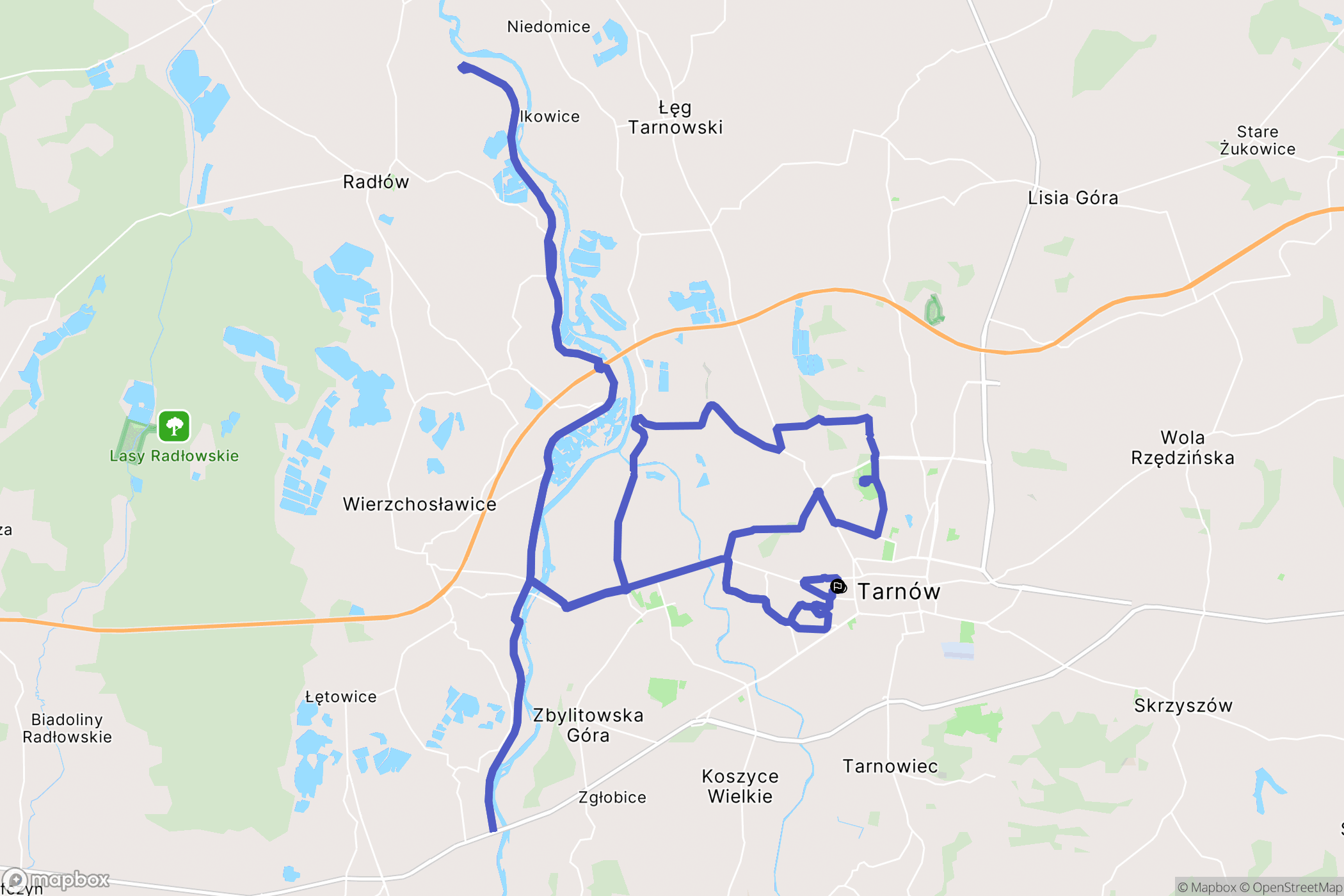 Tarnów: mapa trasy - Poland