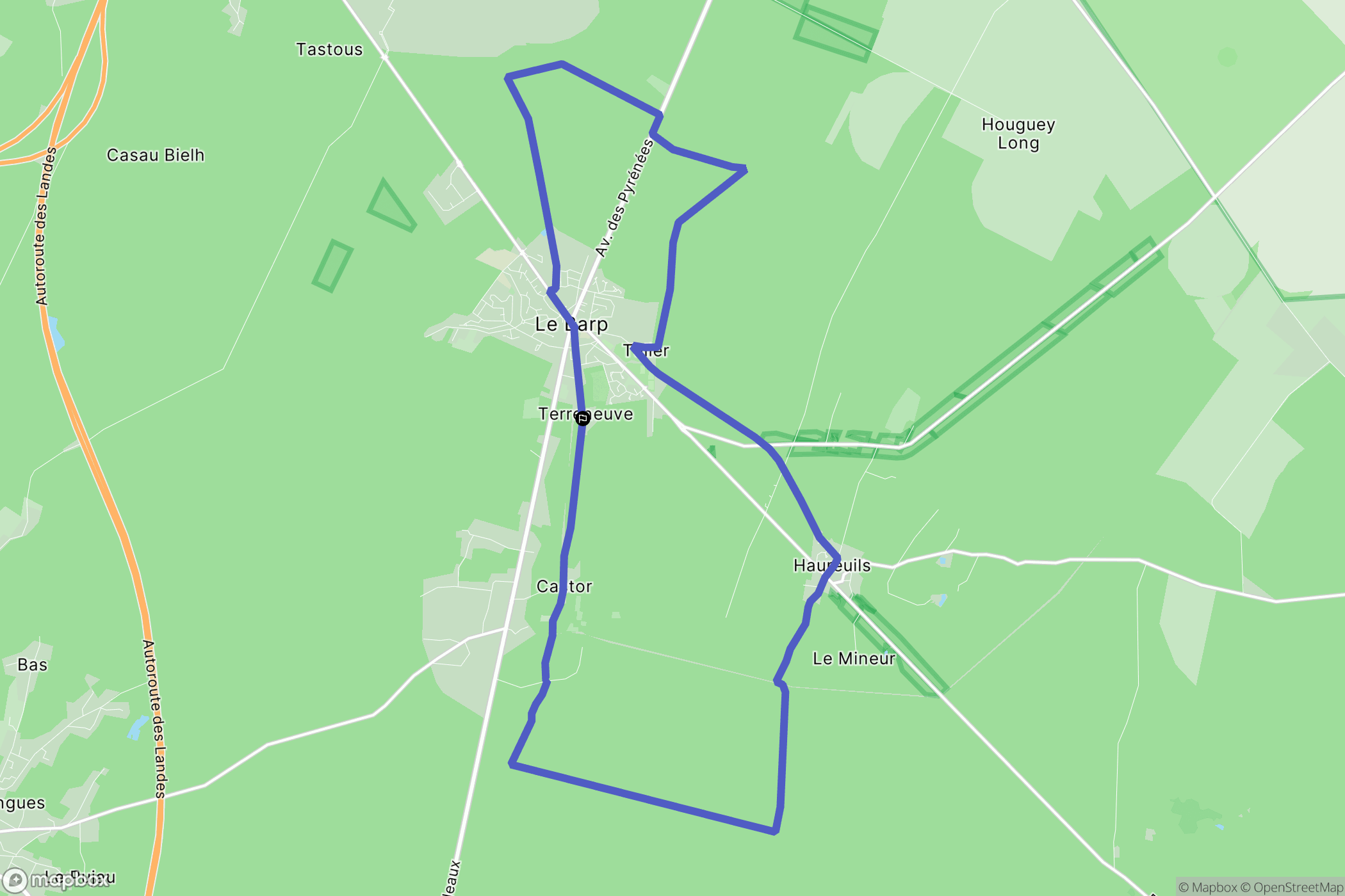 Le Barp : carte du parcours de randonnée - France