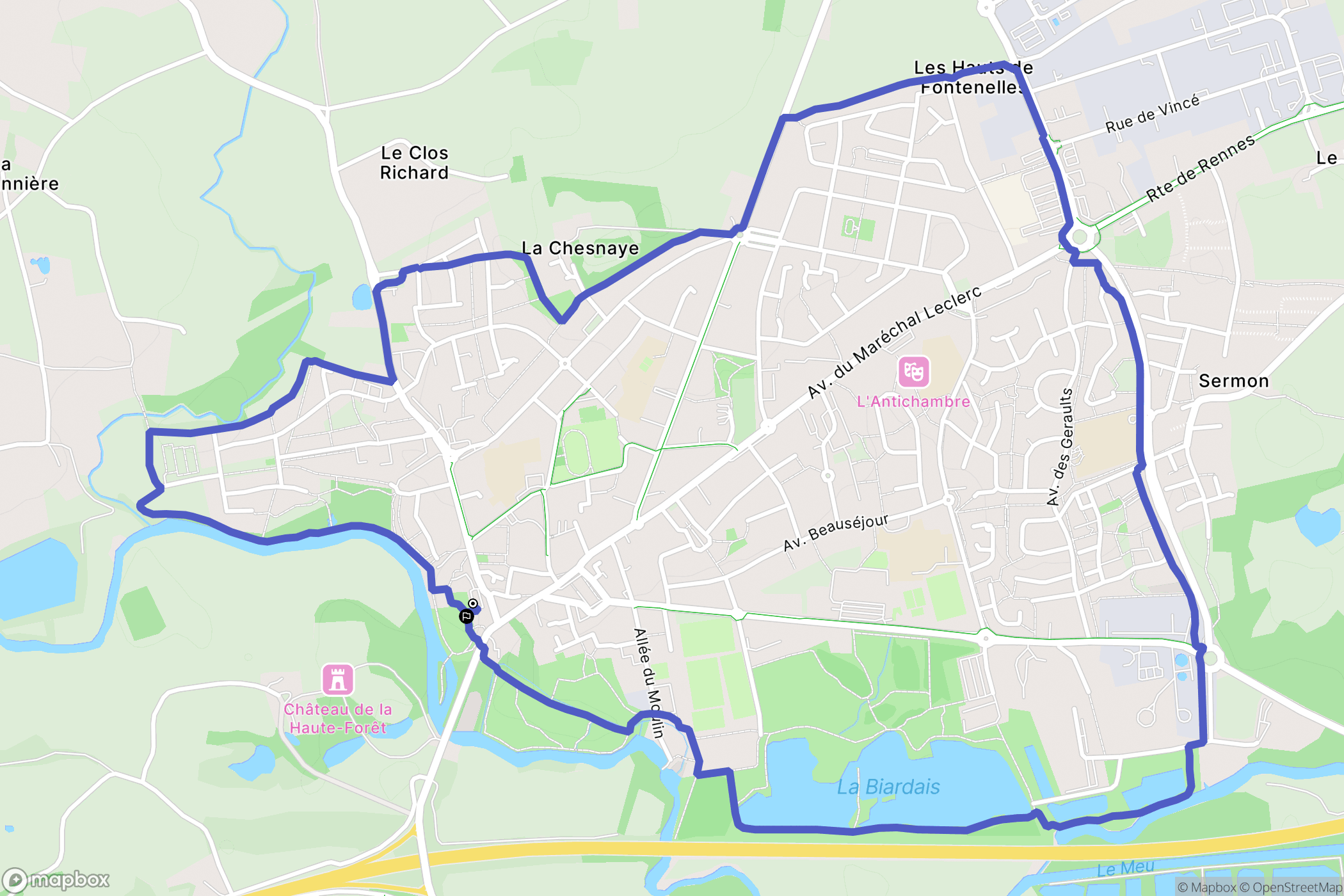 Mordelles : carte du parcours de randonnée - France