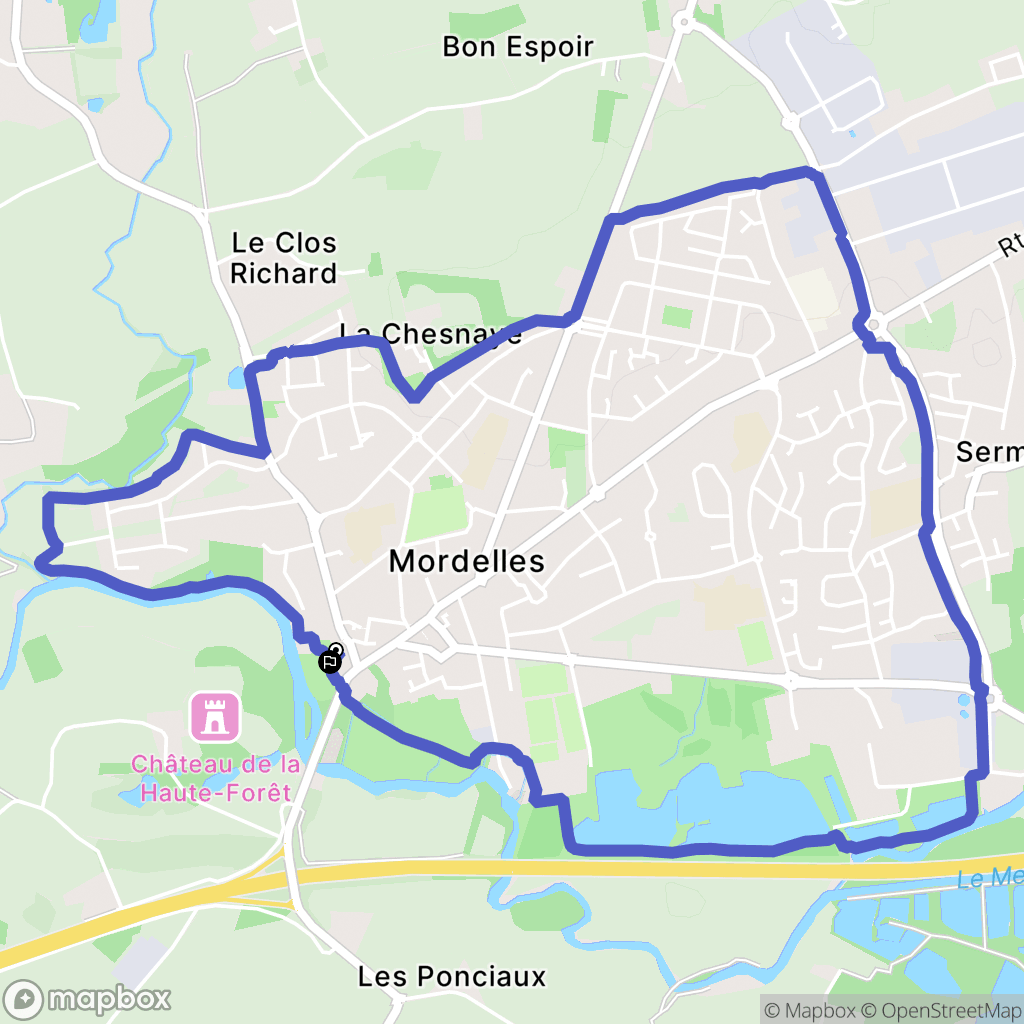 Mordelles : carte du parcours de randonnée - France