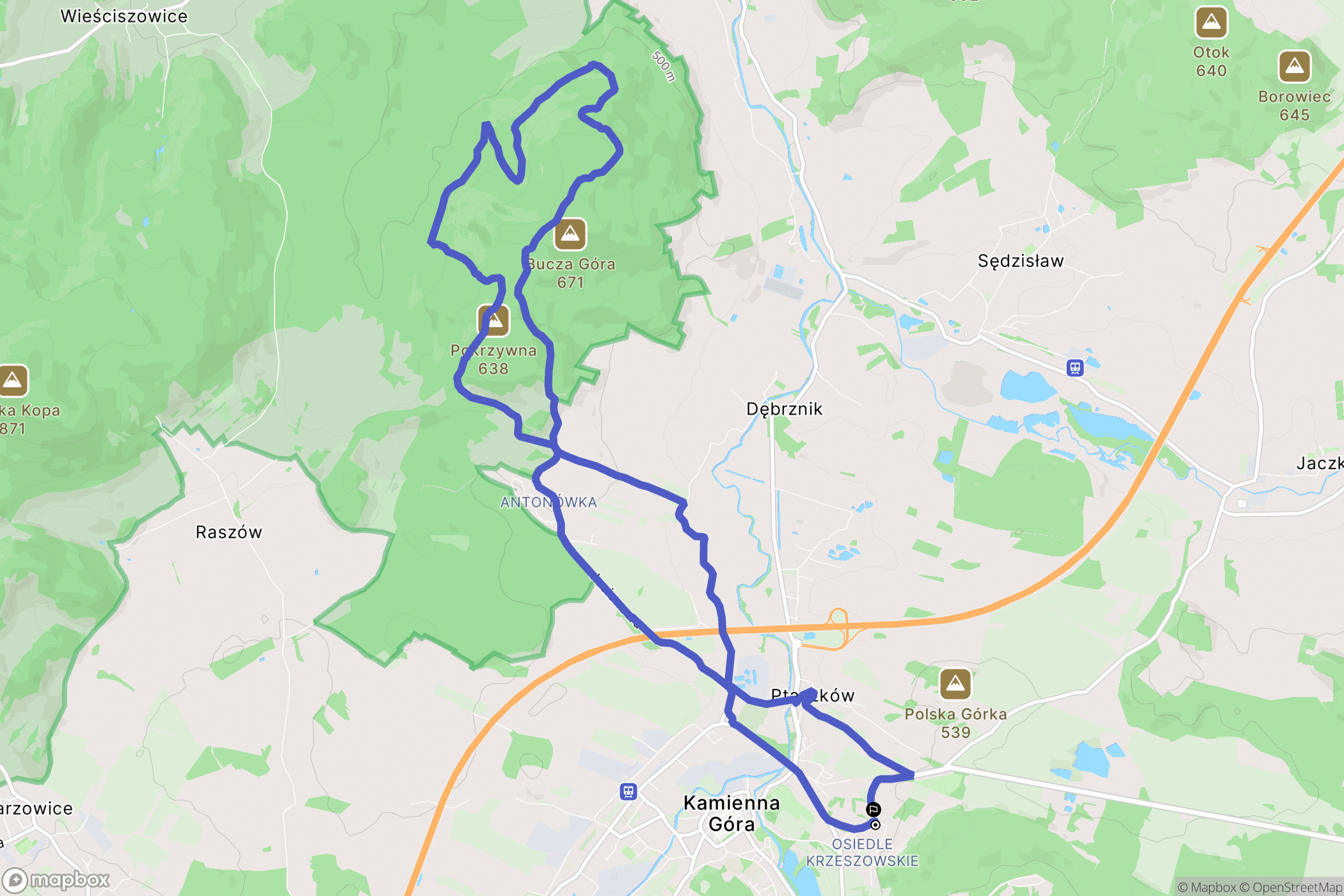 Kamienna Góra: mapa trasy - Poland