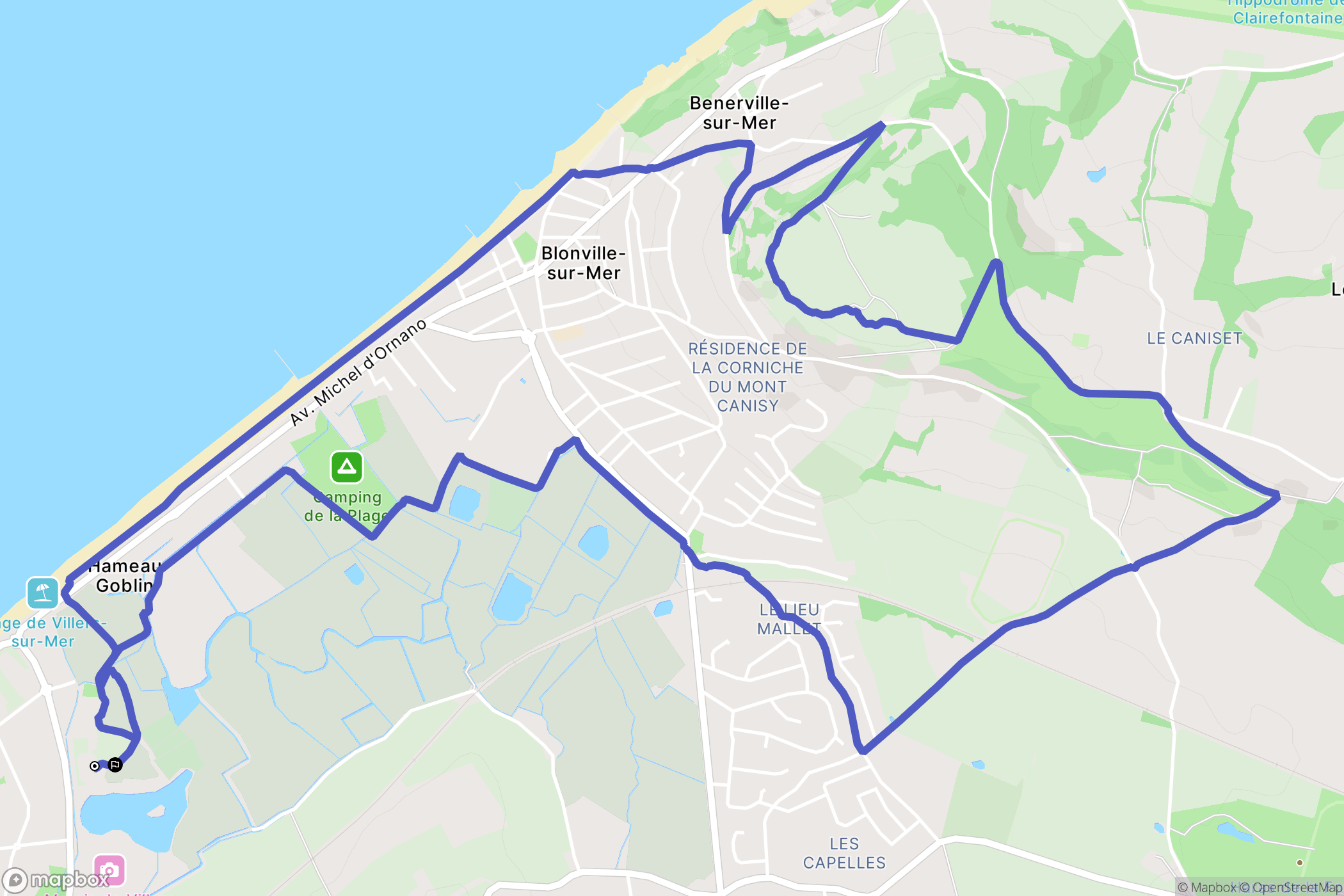Villers-sur-Mer : carte du parcours de randonnée - France