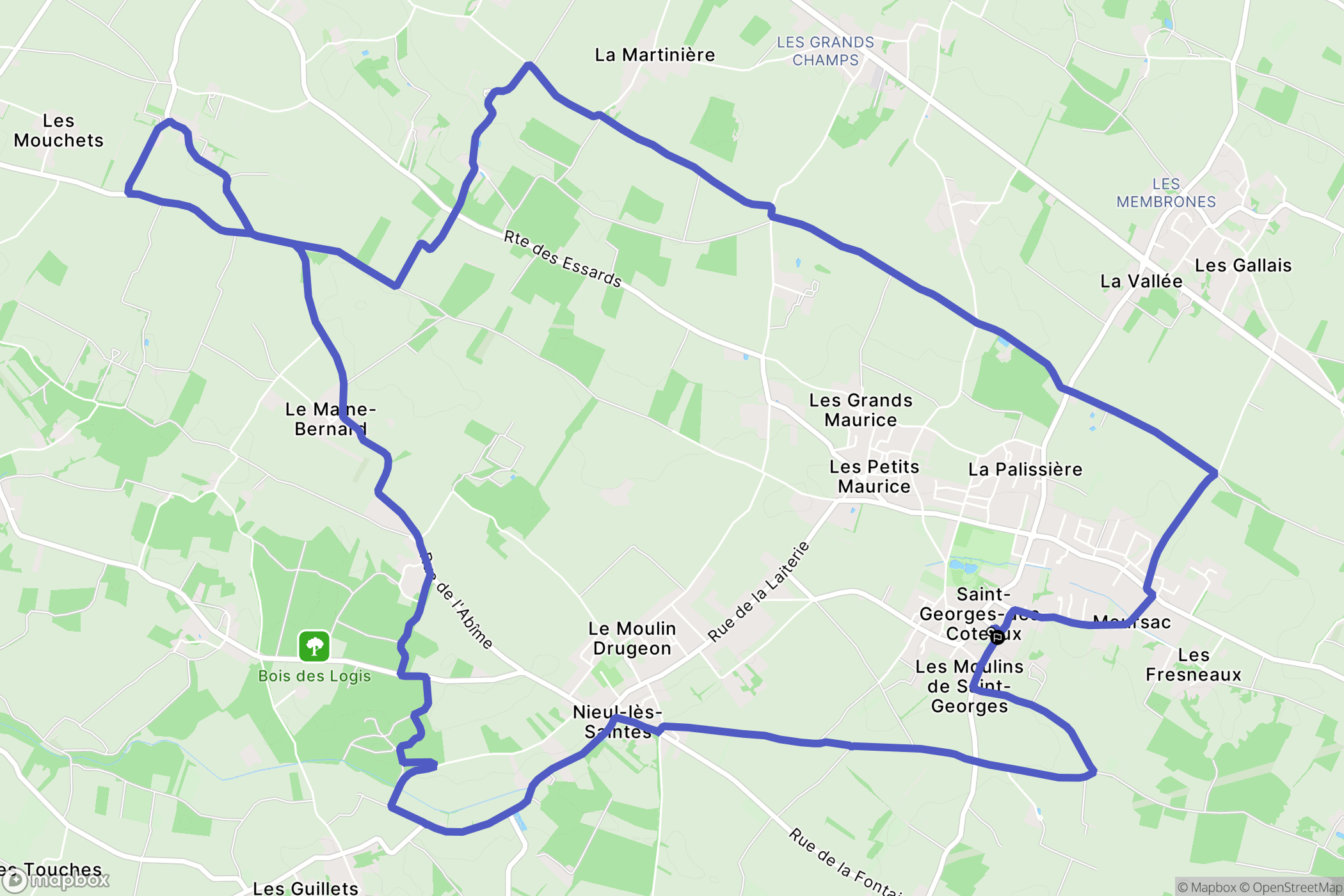 Saint-Georges-des-Coteaux : carte du parcours de randonnée - France