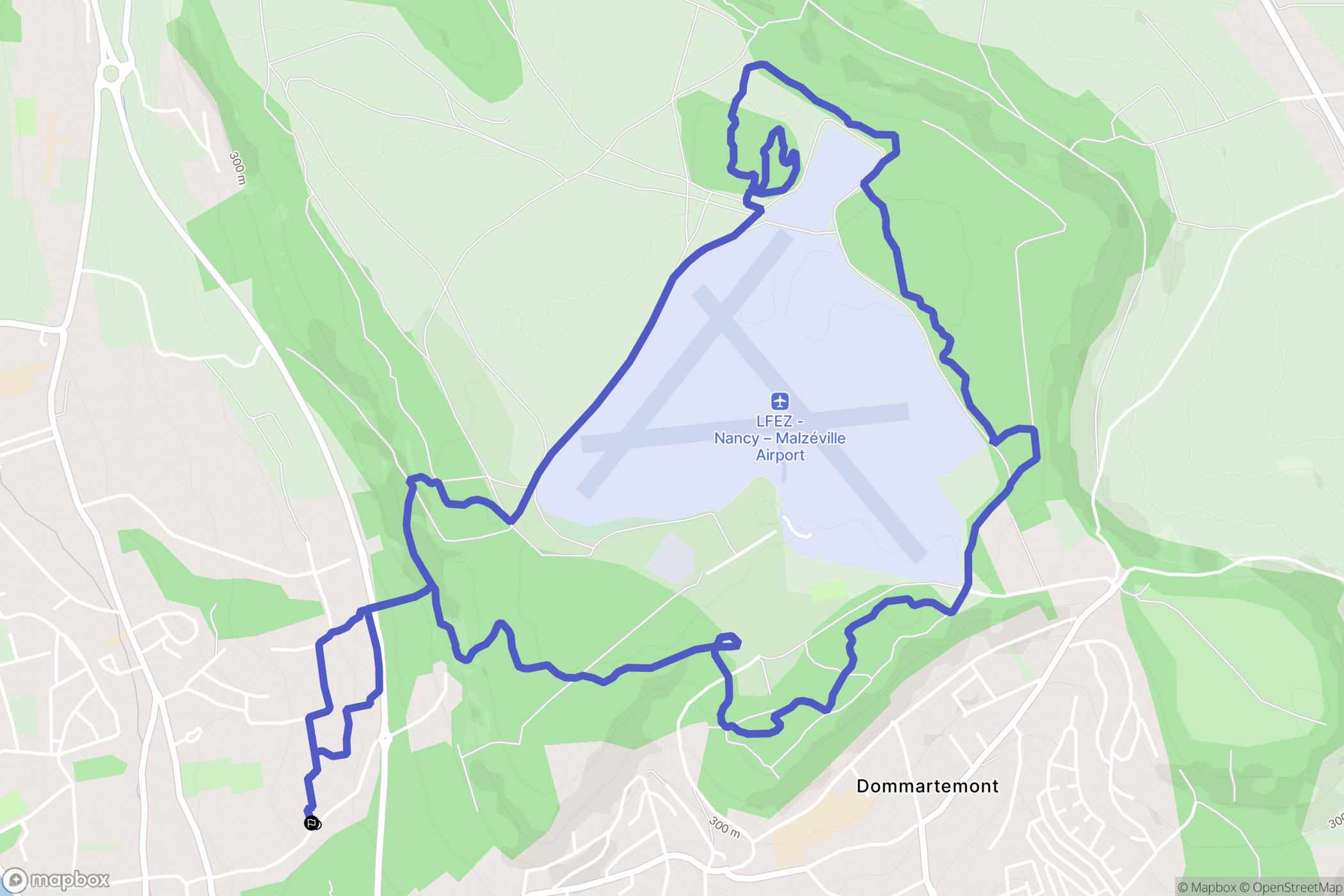Malzéville : carte du parcours de randonnée - France