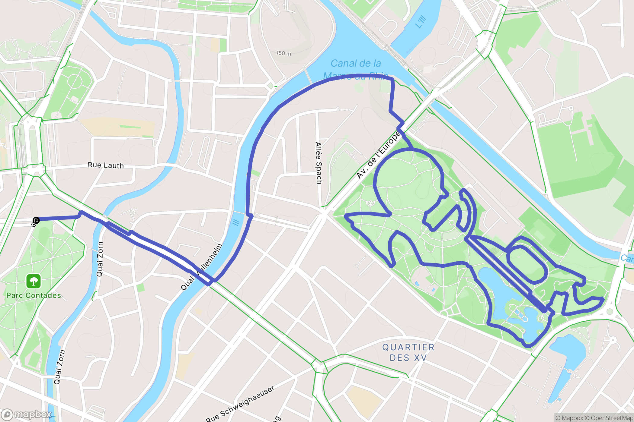 Strasbourg : carte du parcours de randonnée - France