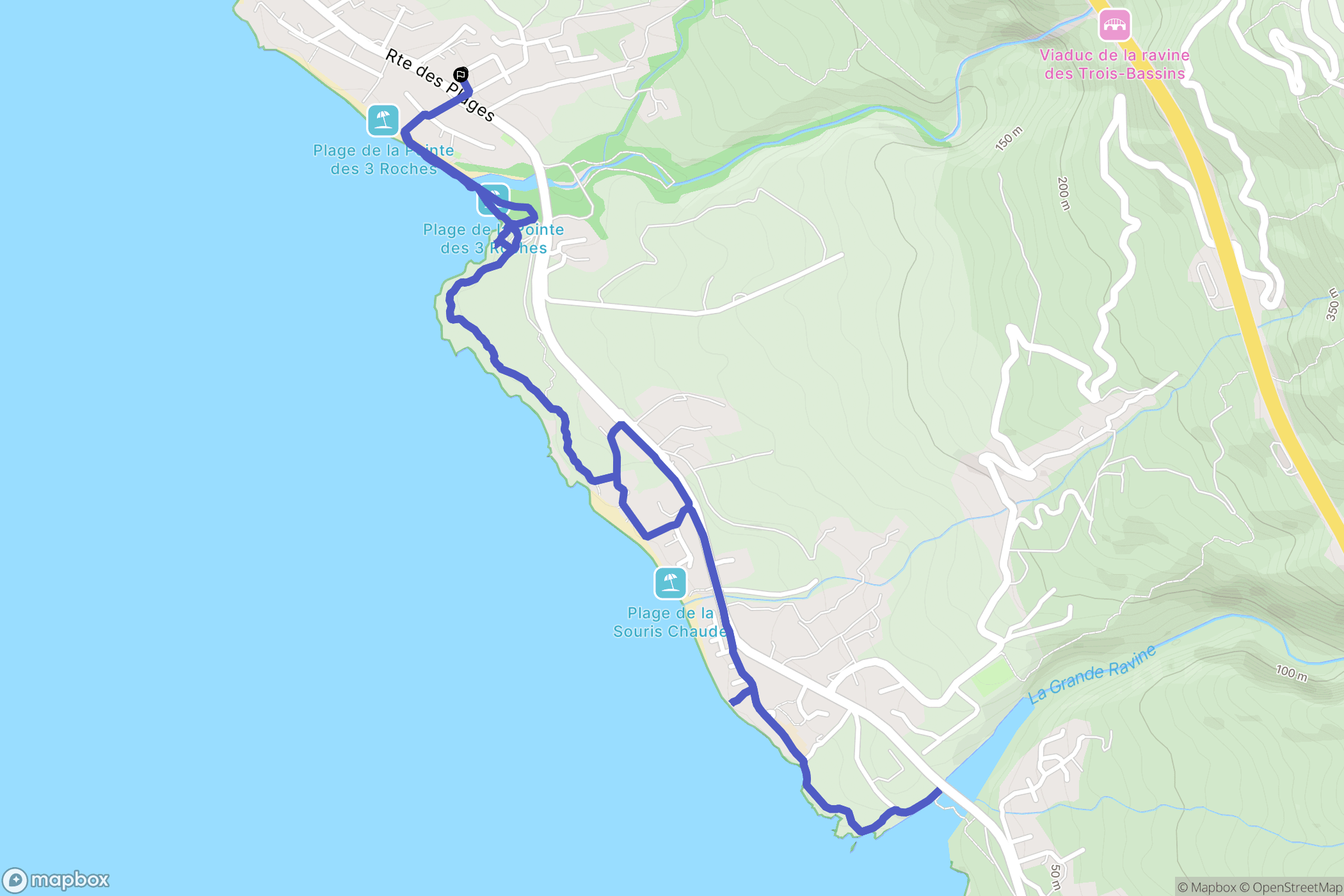Saint-Paul : carte du parcours de randonnée - France