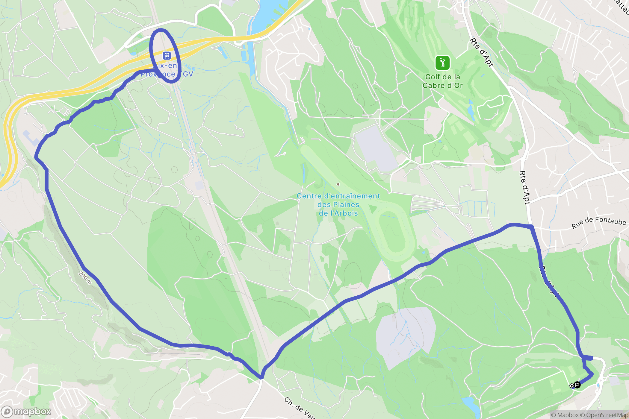Cabriès : carte du parcours de randonnée - France