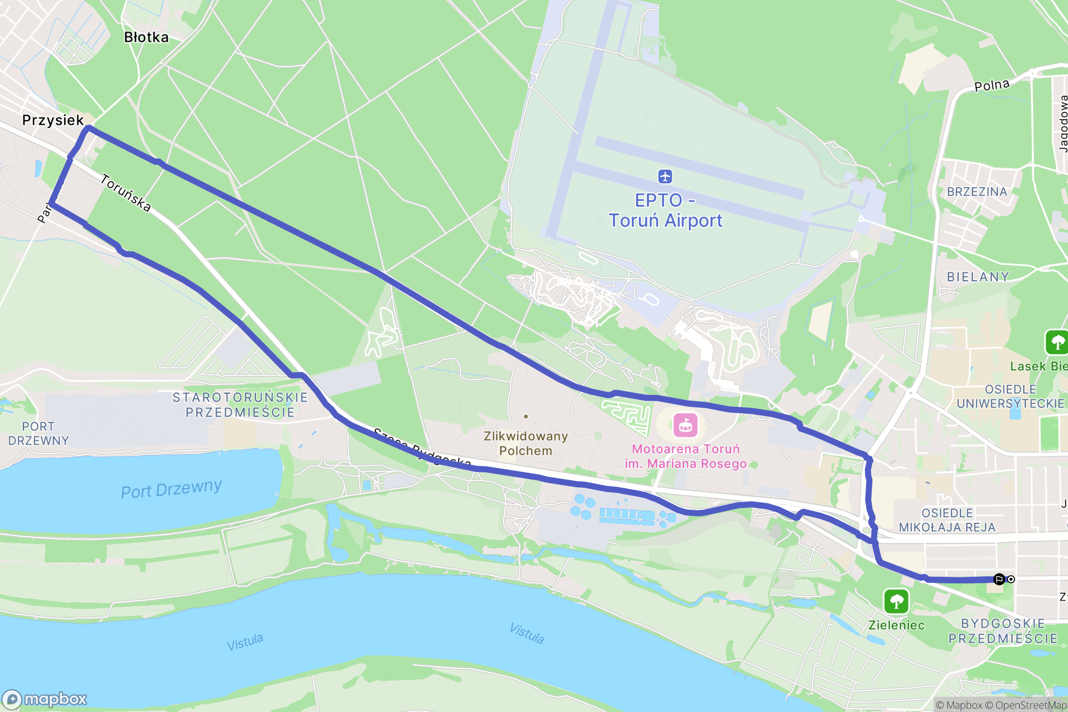 Toruń: mapa trasy - Poland