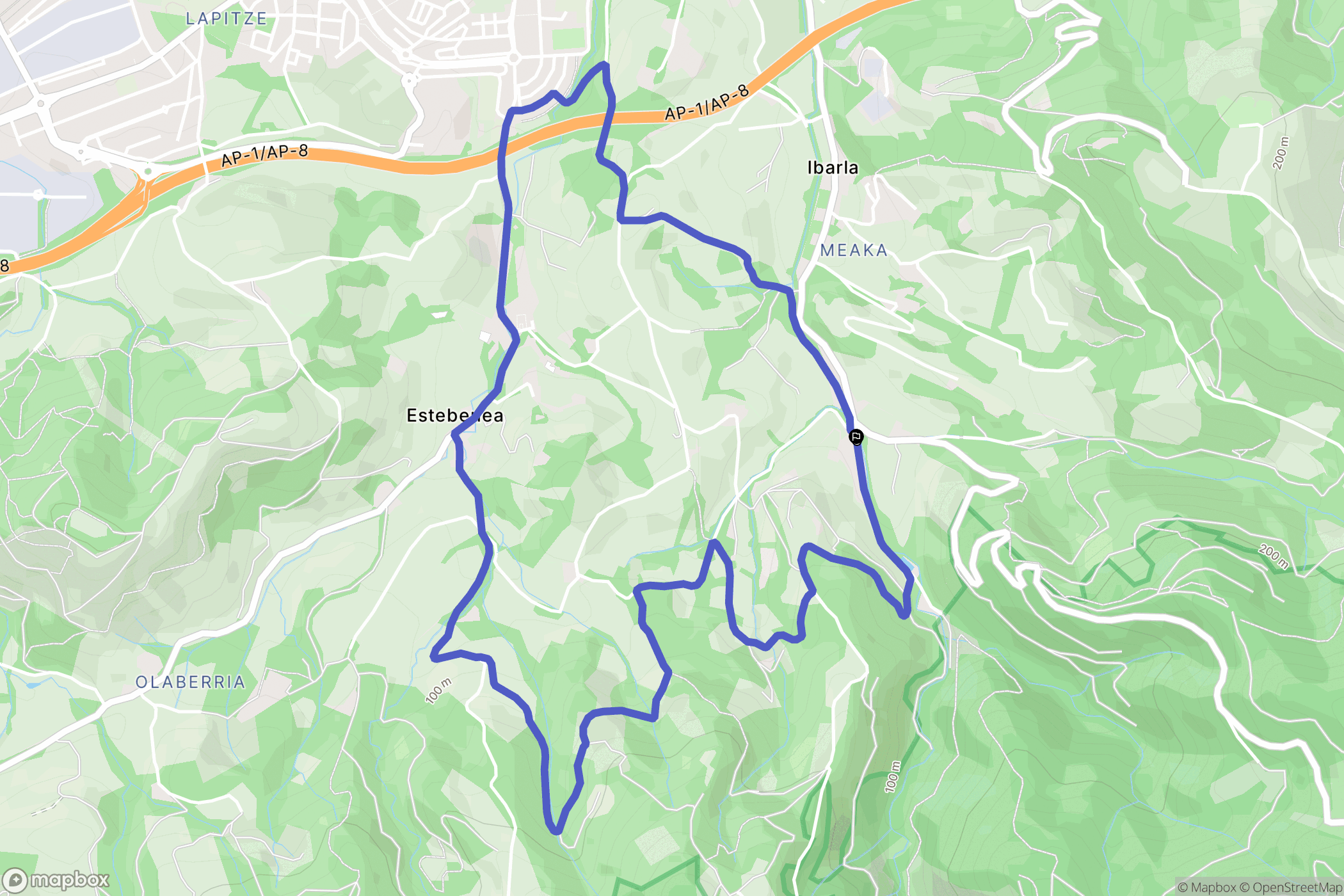 Irun : carte du parcours de randonnée - Spain
